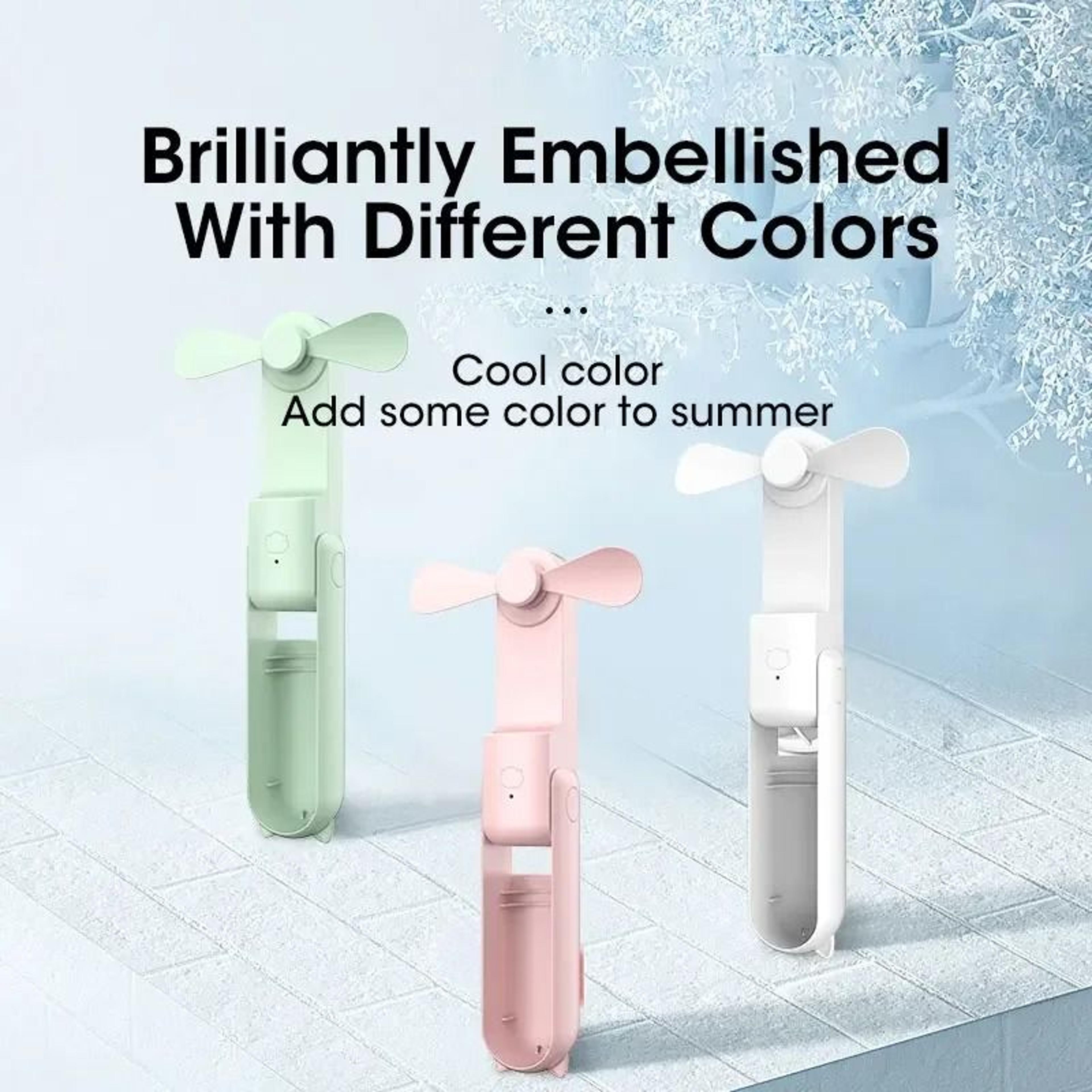 breezefold rechargeable handheld fan with desktop power bank function