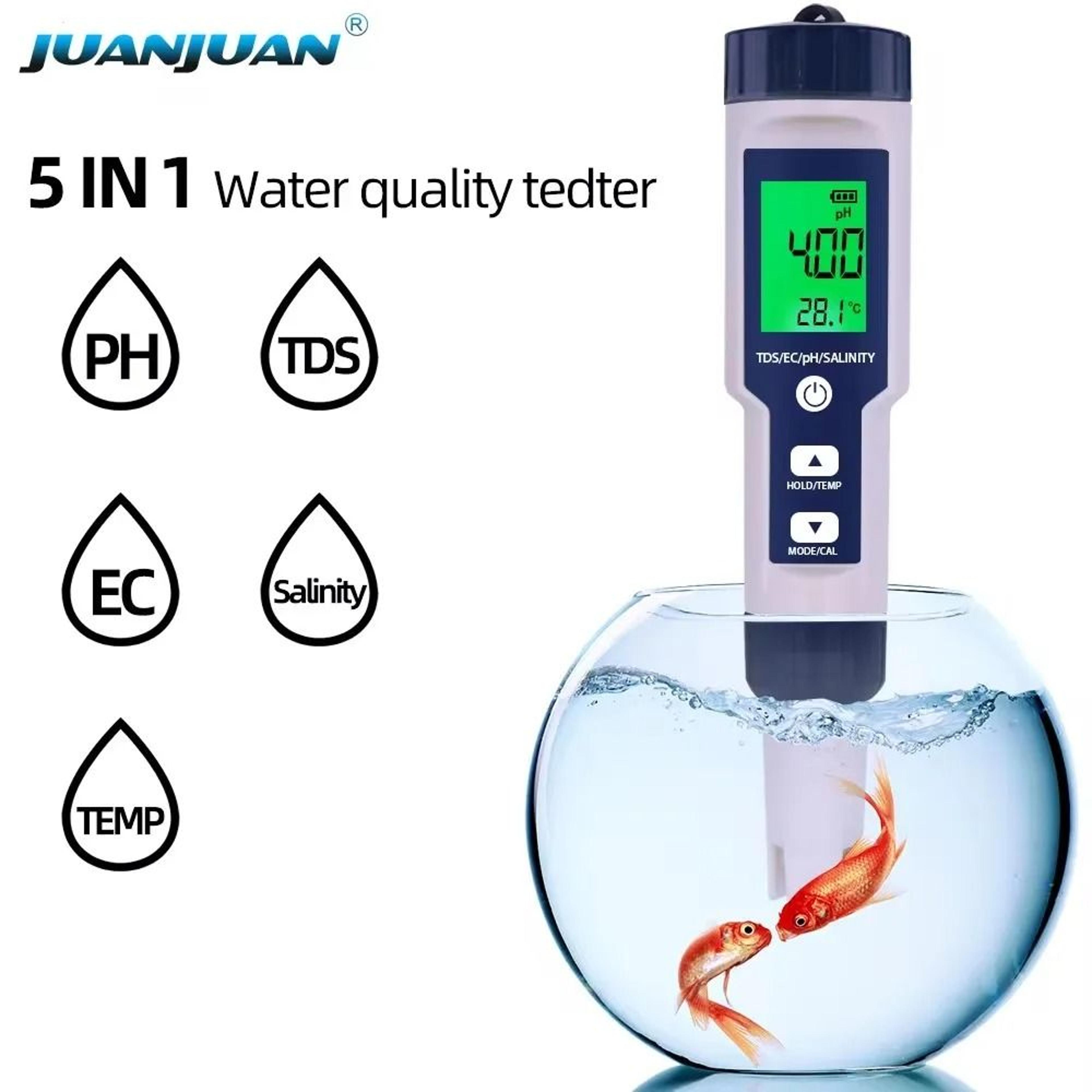 aquafive 5-in-1 water quality tester and digital ph meter