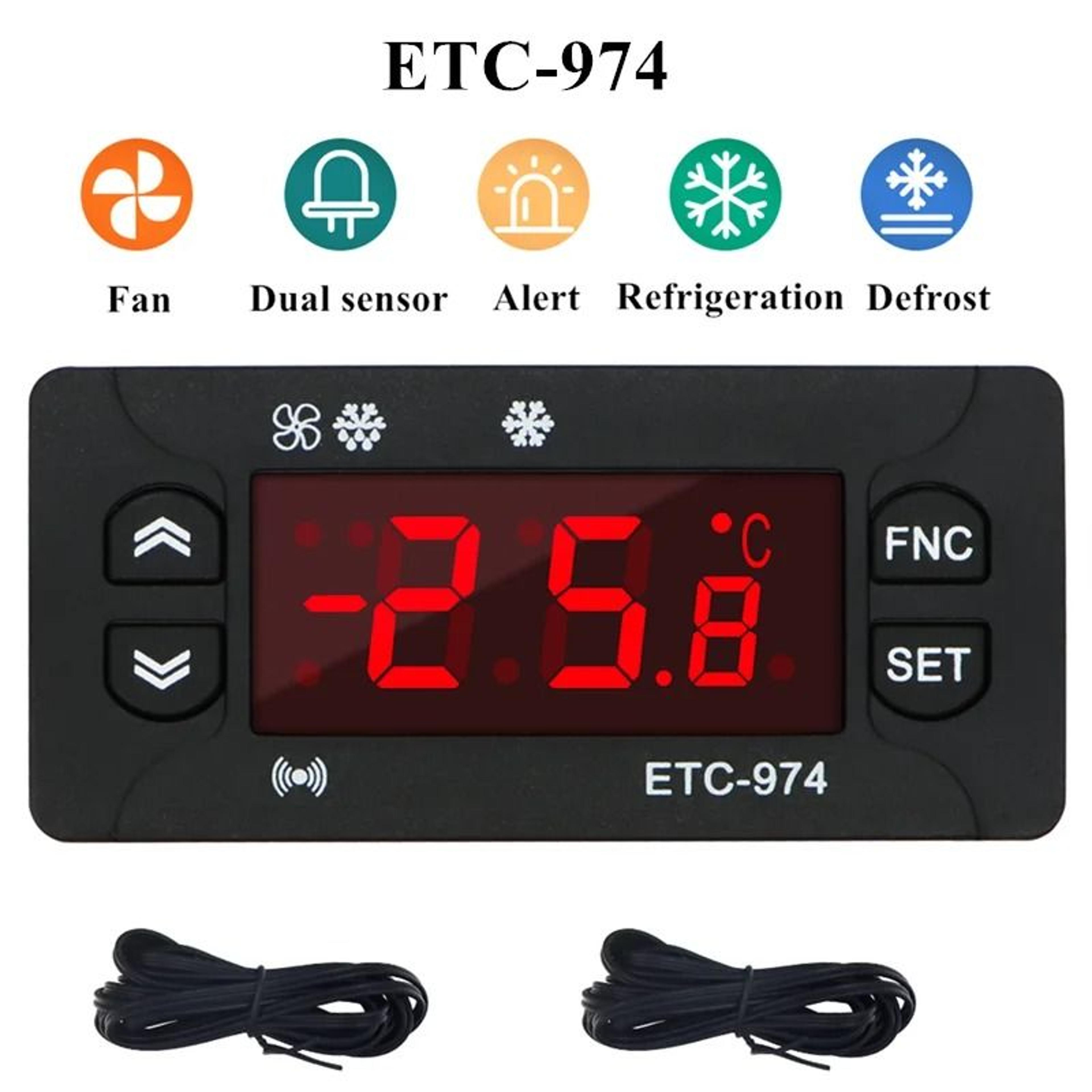 etc-974 digital temperature controller with dual ntc sensors