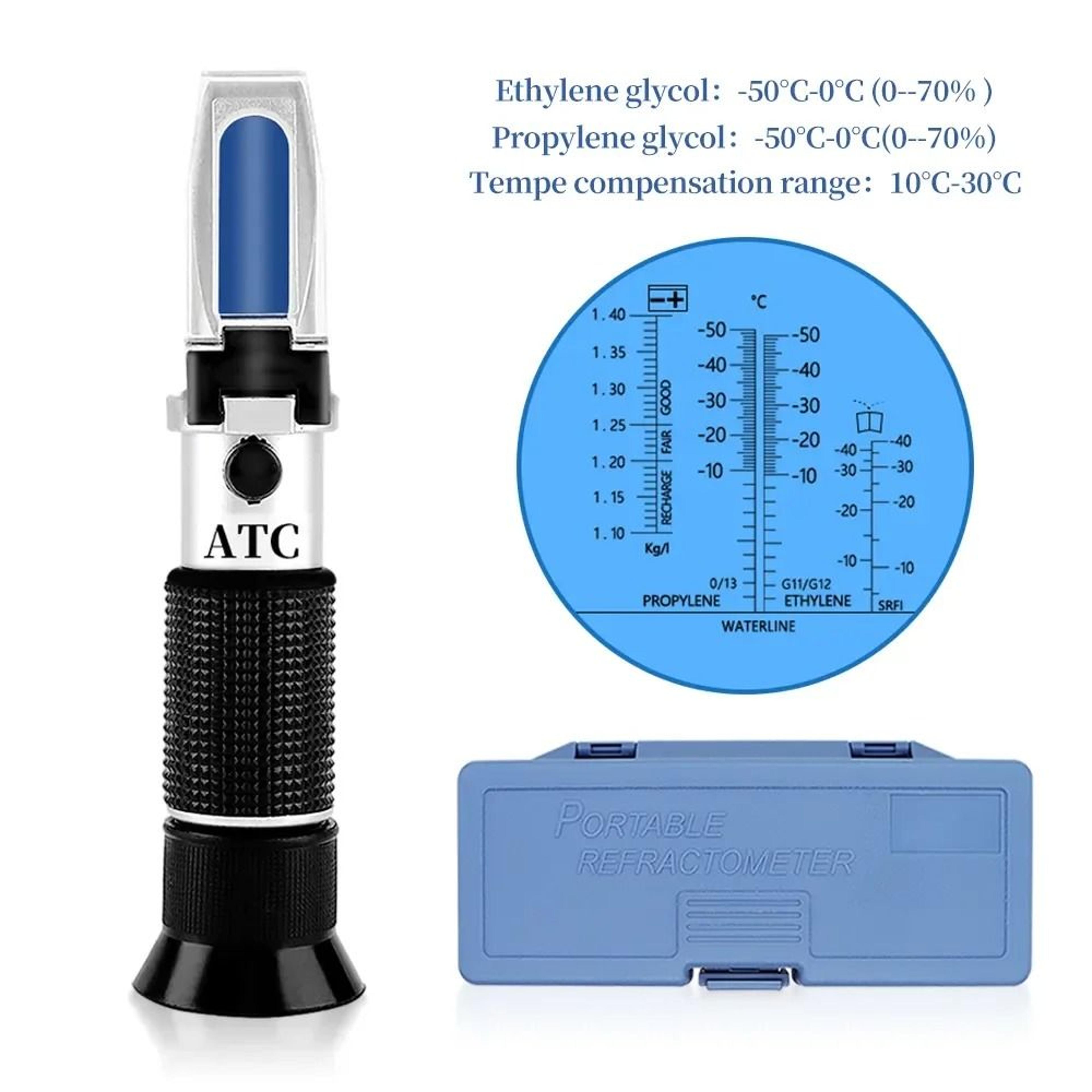 autocheck automotive antifreeze refractometer and battery acid tester with atc