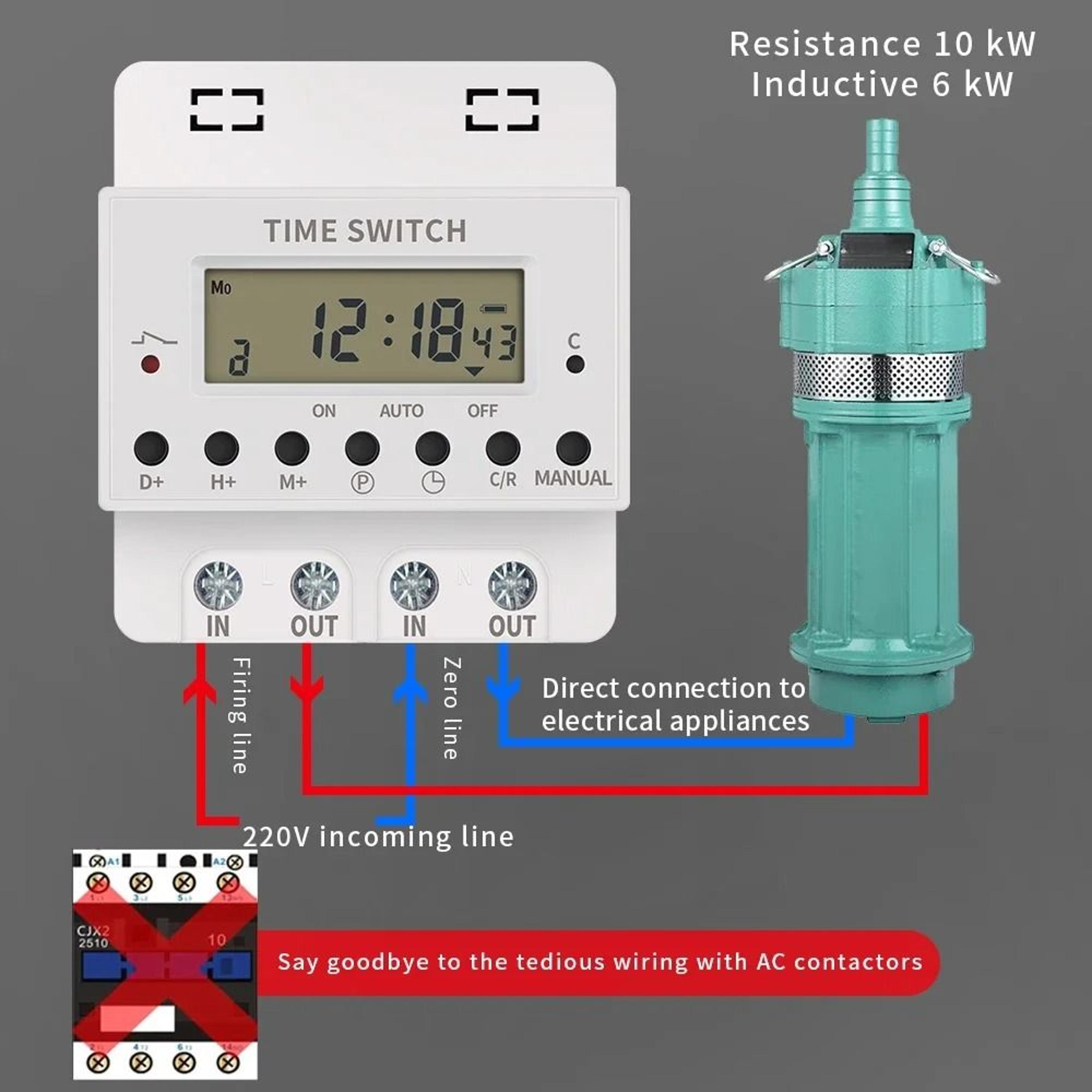 powerschedule 220v digital timer switch and din rail timer 60a/80a/100a
