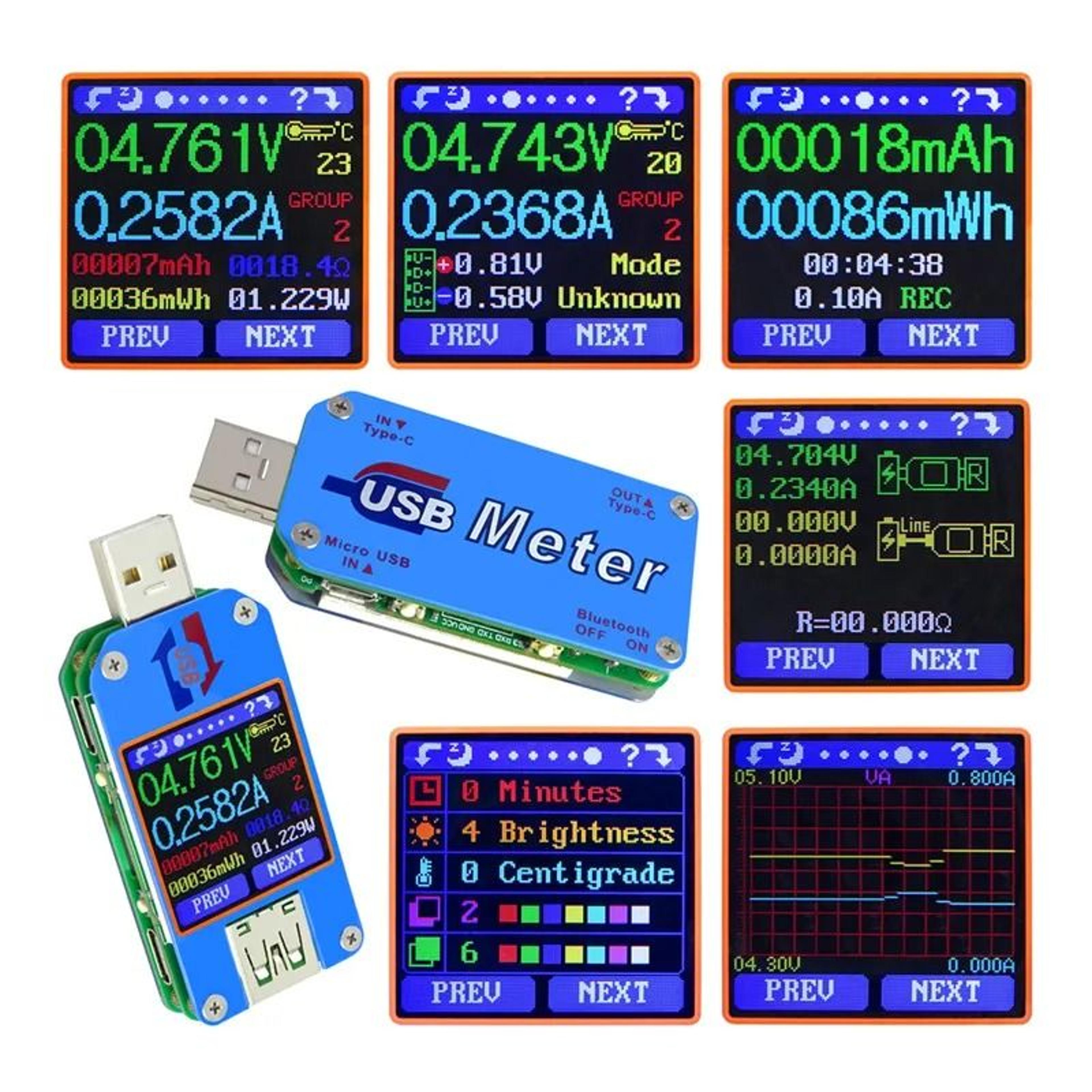 um series color lcd usb power meter and charger tester