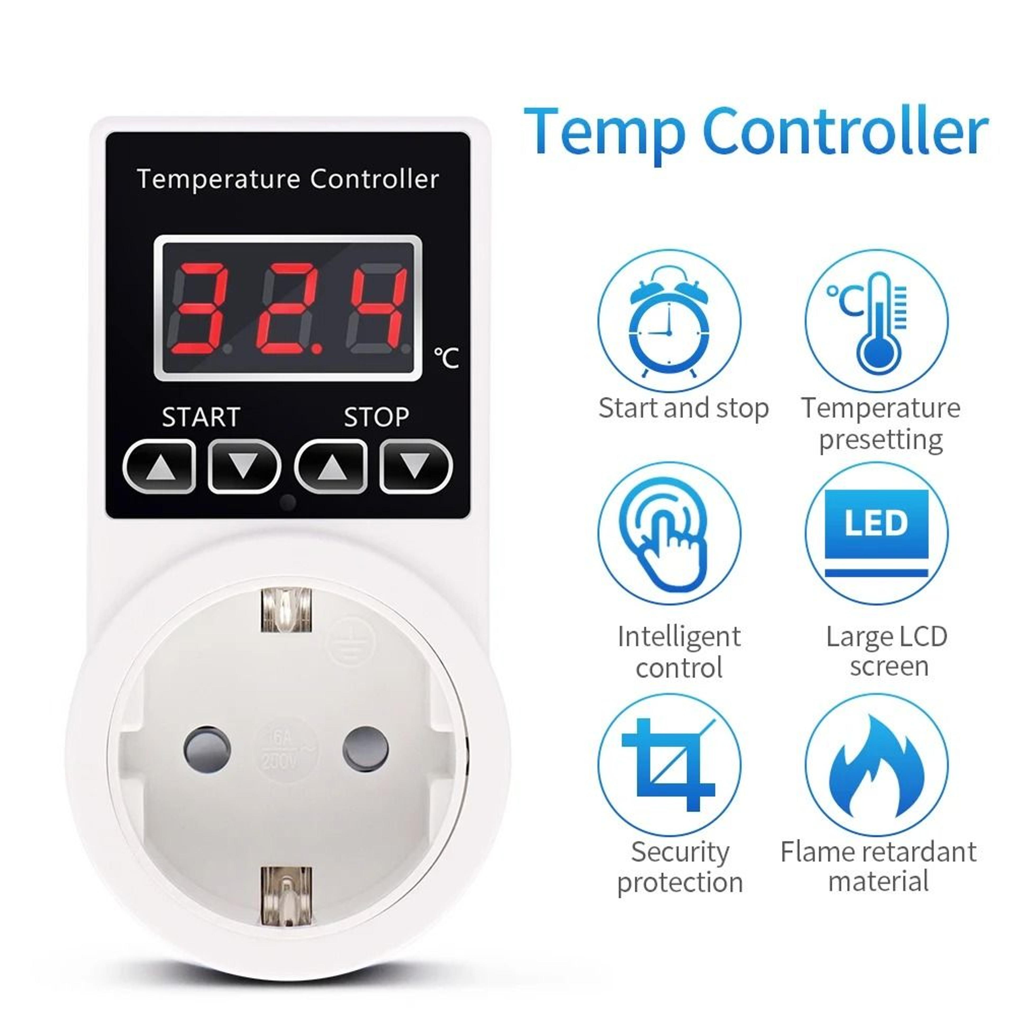 eu plug temperature controller socket with heating, cooling and timer