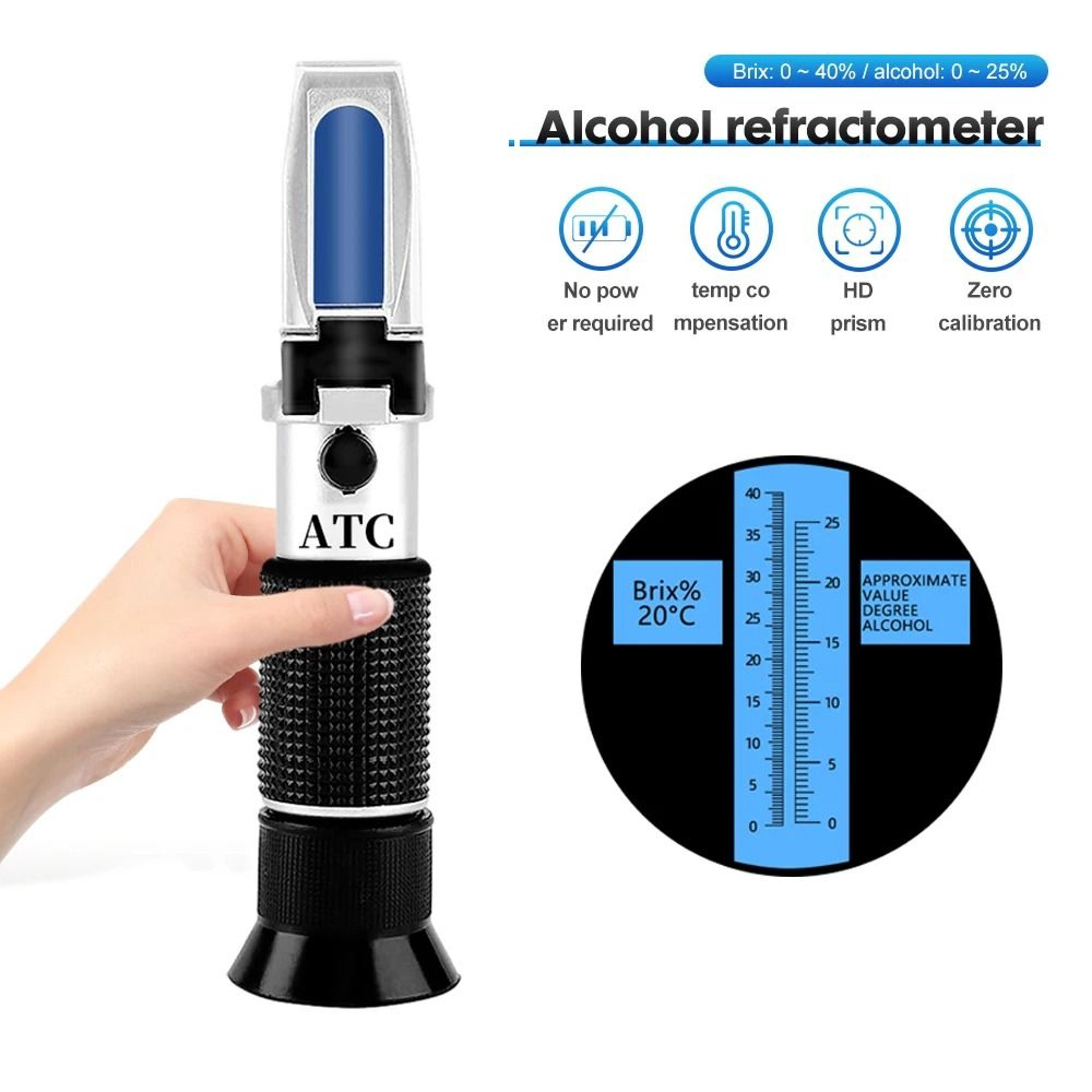vintnercheck wine refractometer and brix sugar tester with atc