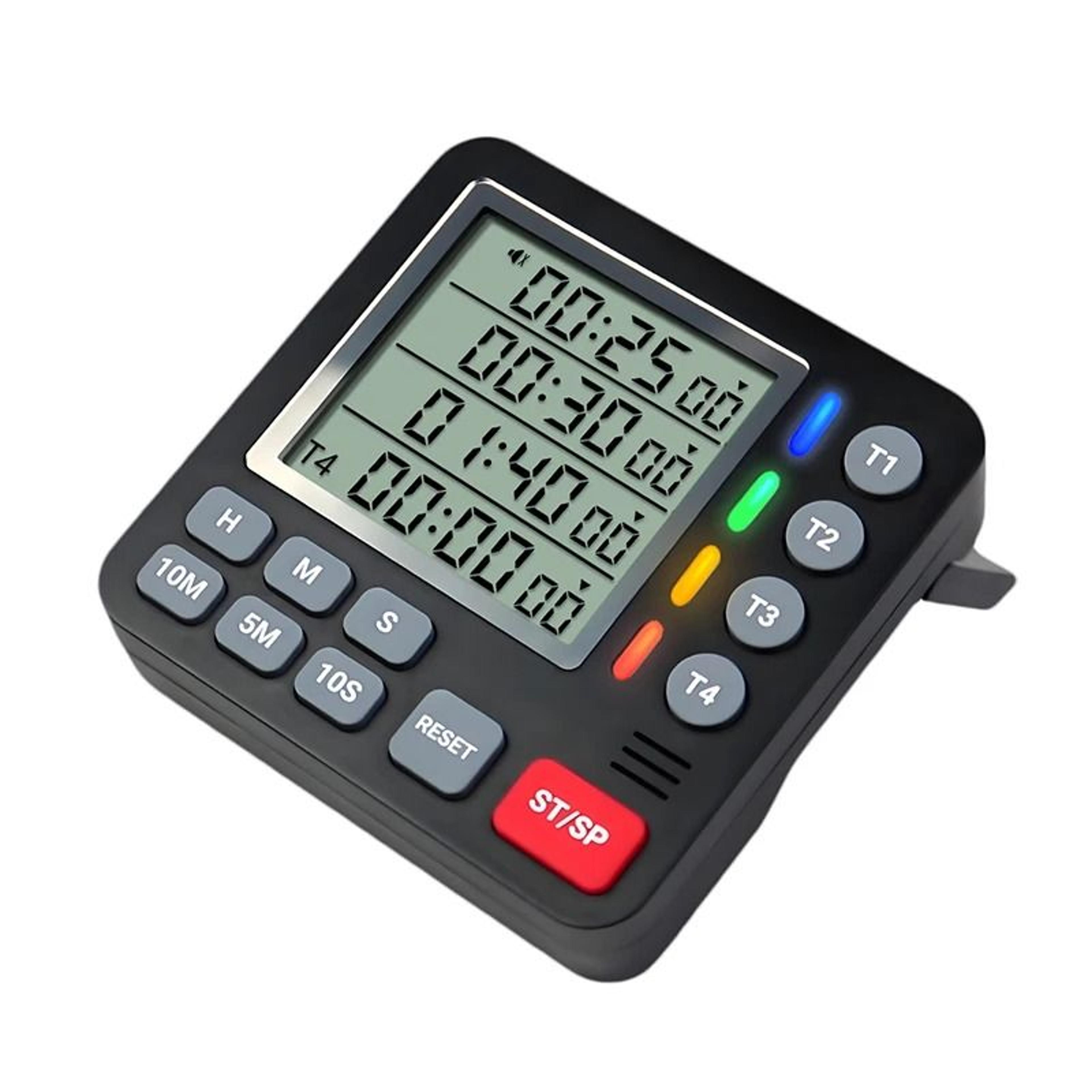 4-channel digital kitchen timer with large lcd and magnetic back