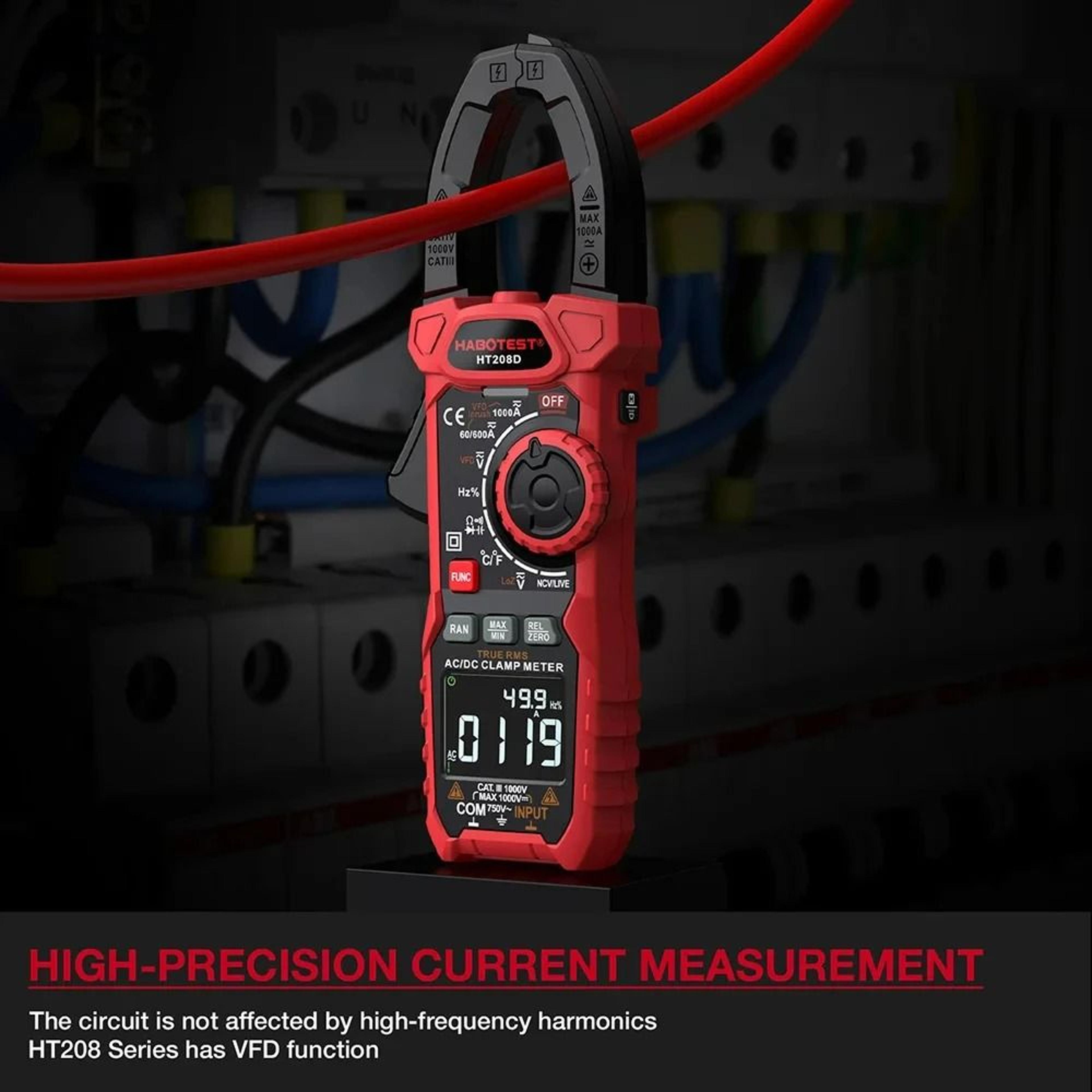 ht208d 1000a true rms digital clamp meter ac dc current tester