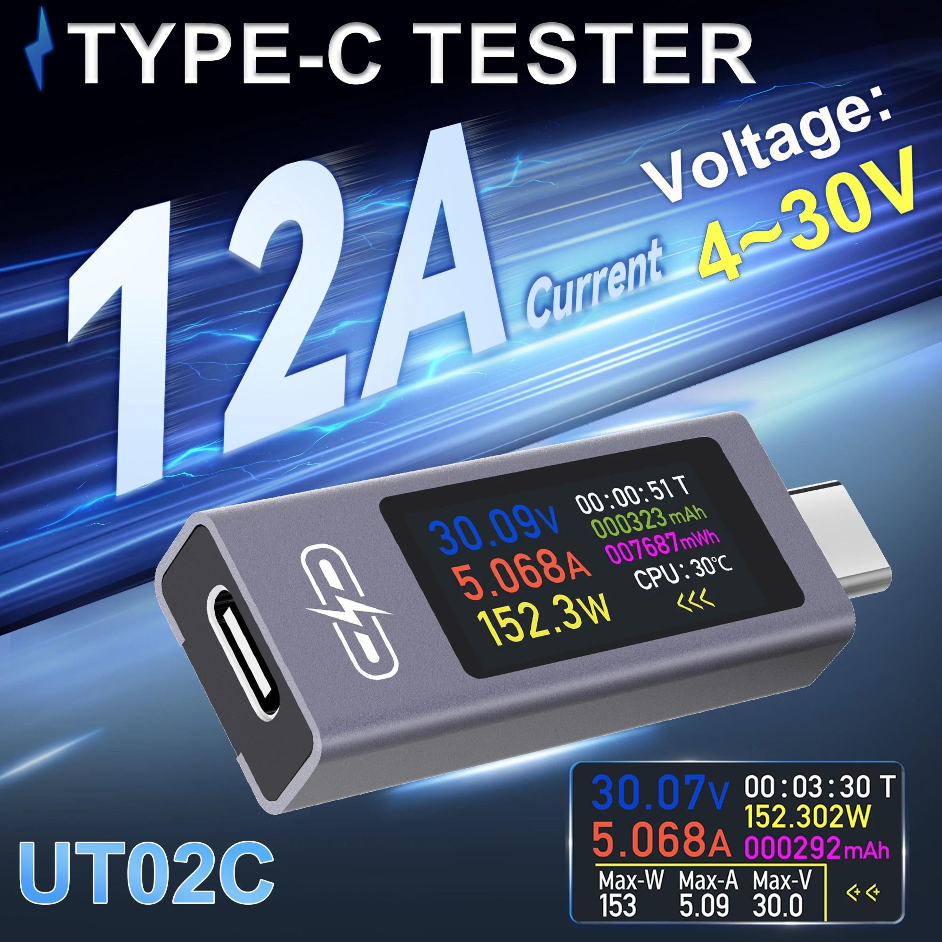 ut02c usb-c tester 360w digital voltage current power meter