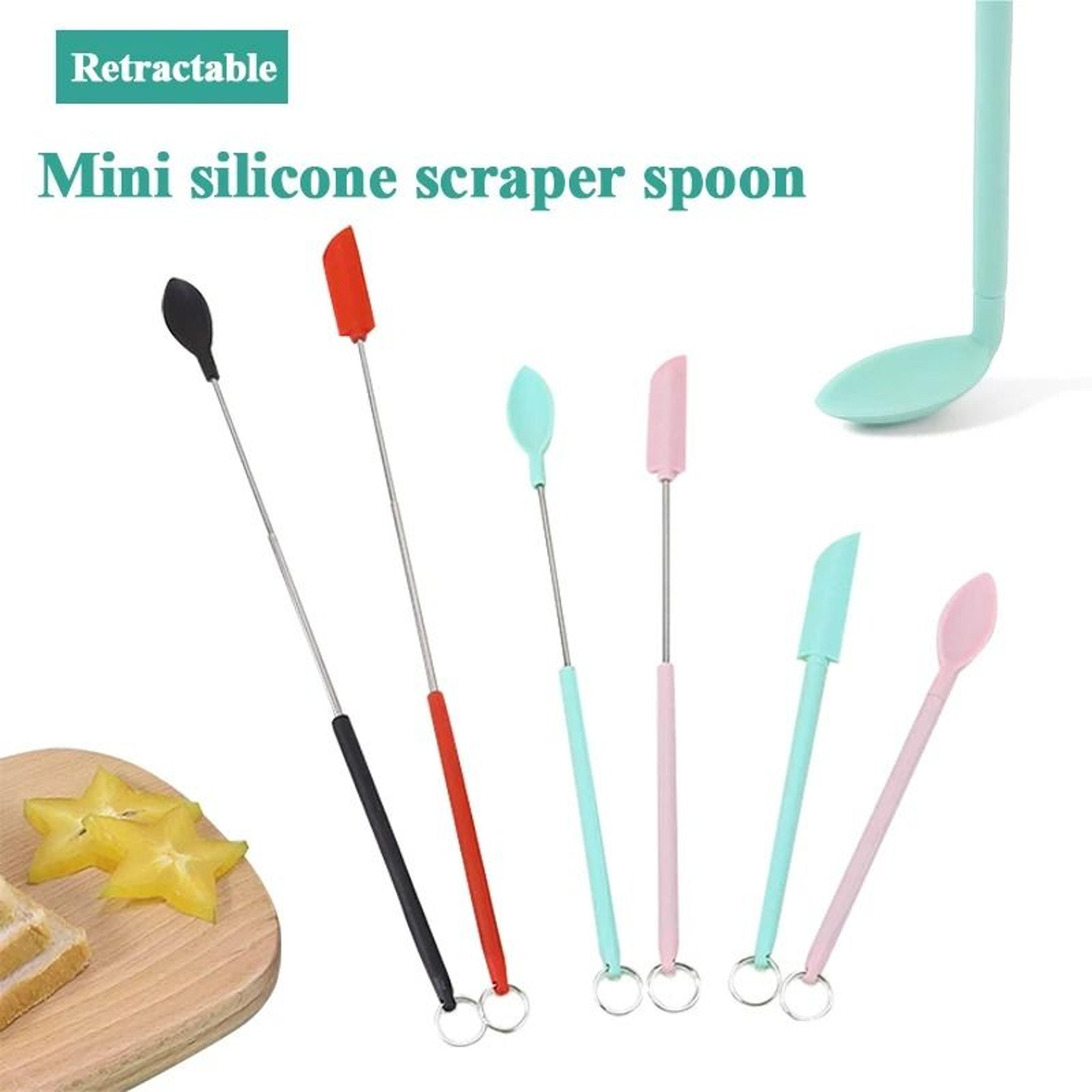 retractable mini silicone jar spatula spoon for kitchen