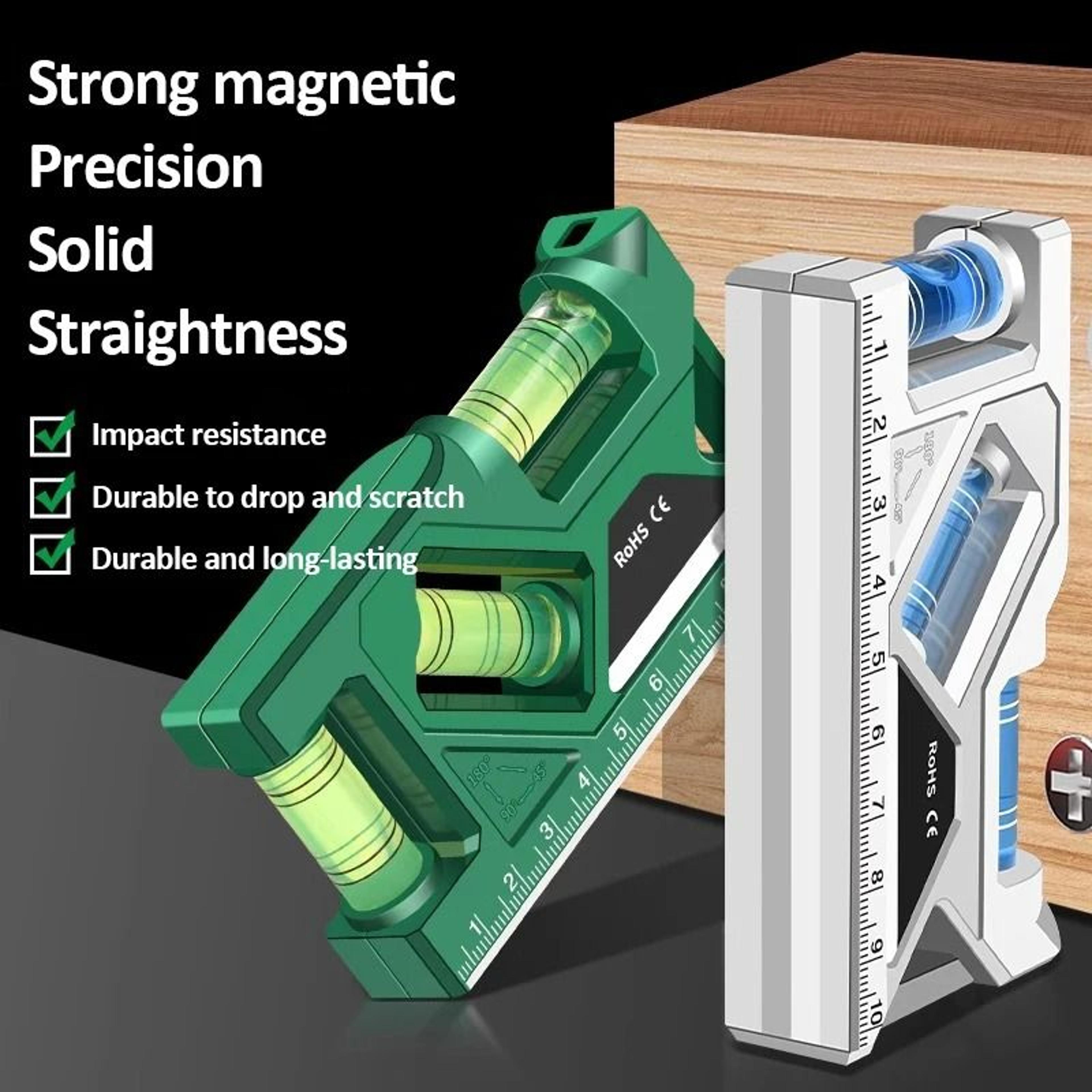 portable magnetic pocket level gauge with metric ruler and 45° measure