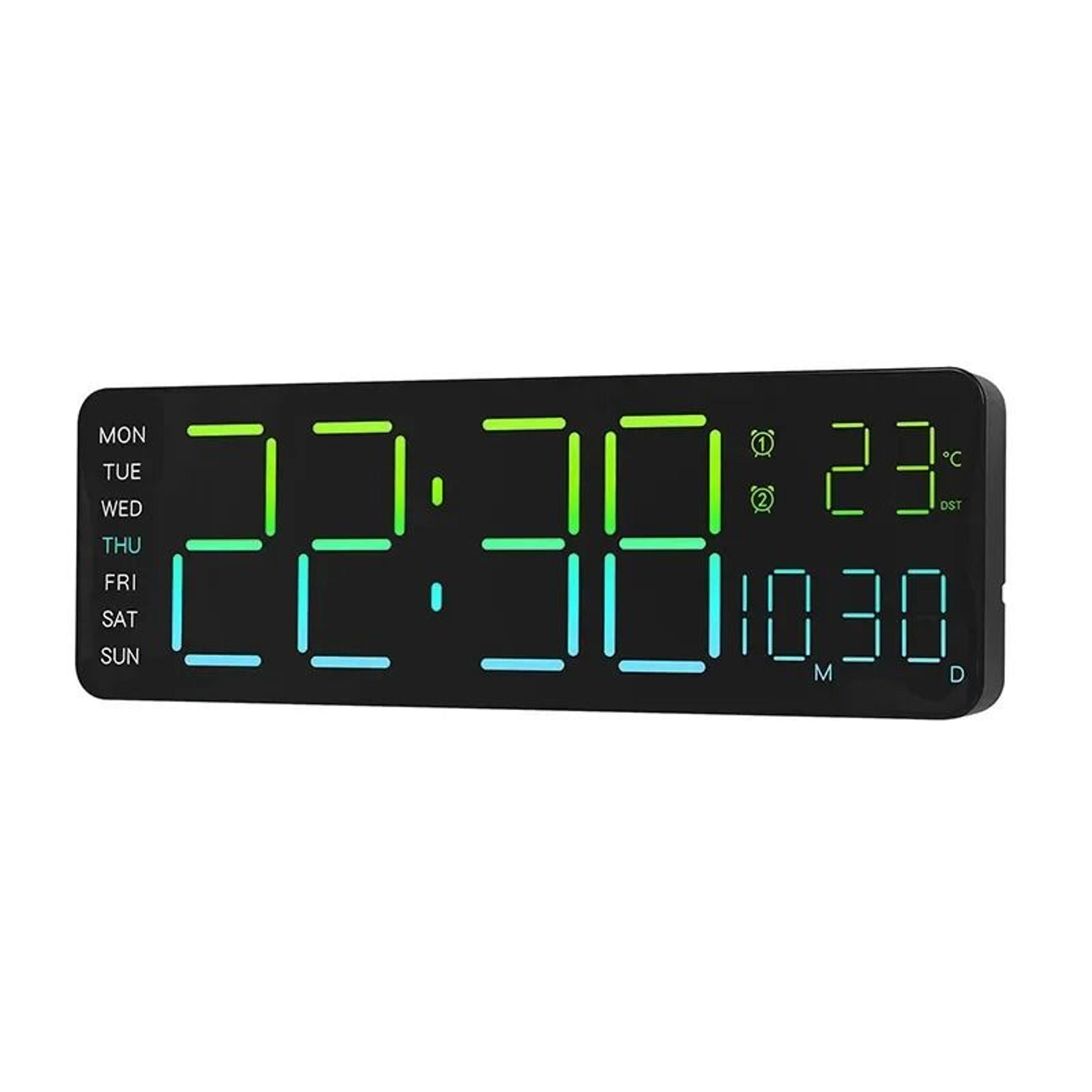 13-inch rgb digital wall clock with remote and large led display