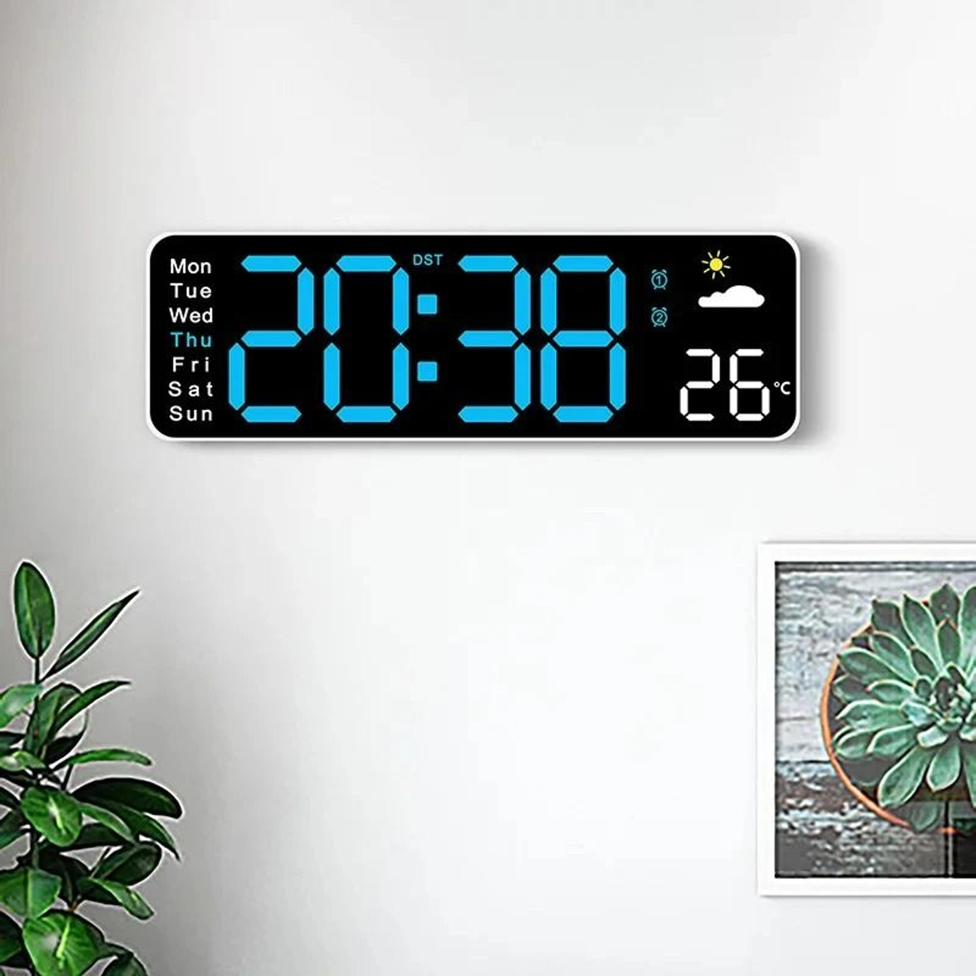 usb powered large digital wall clock with temperature date and week display