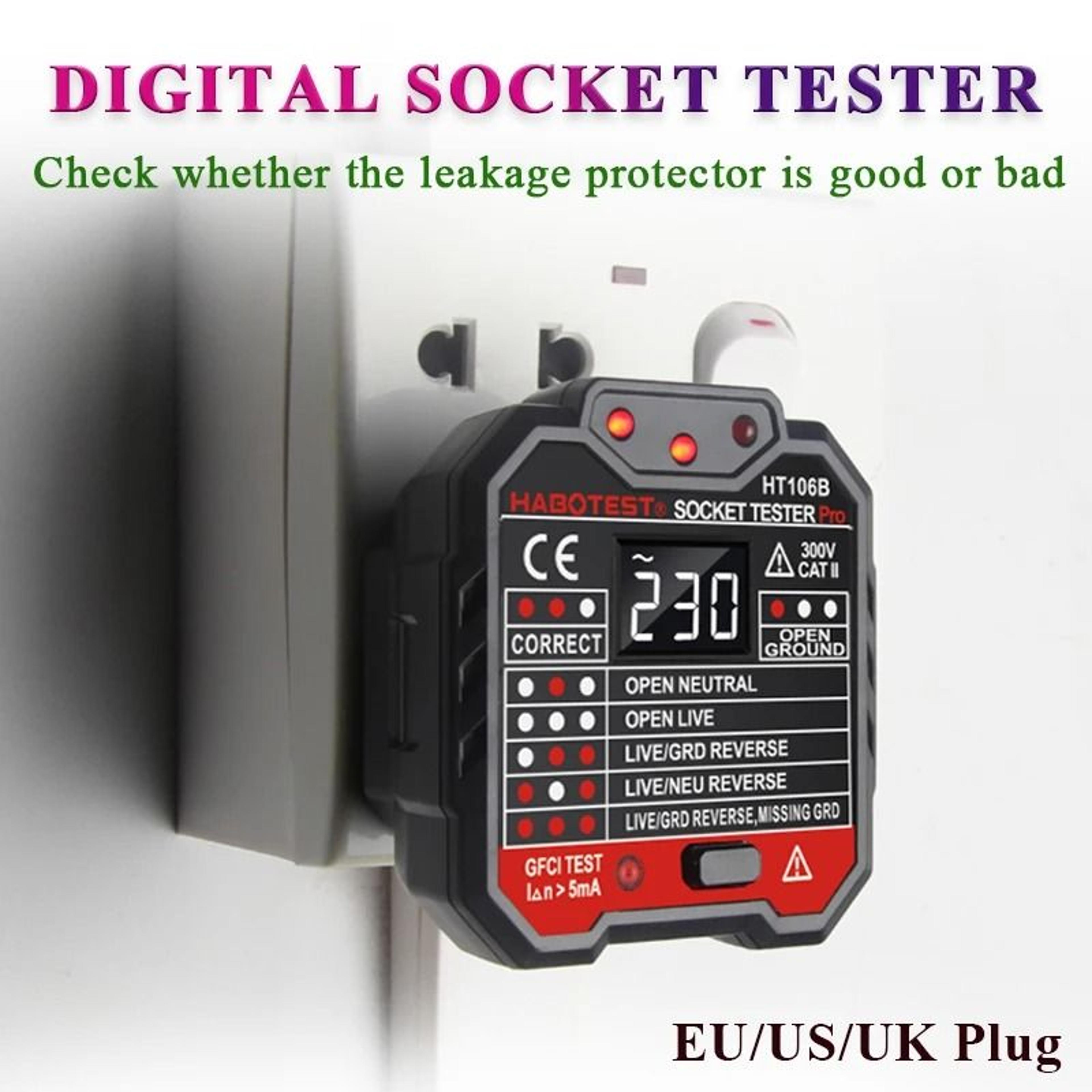 digital outlet socket tester with voltage rcd and ncv detection
