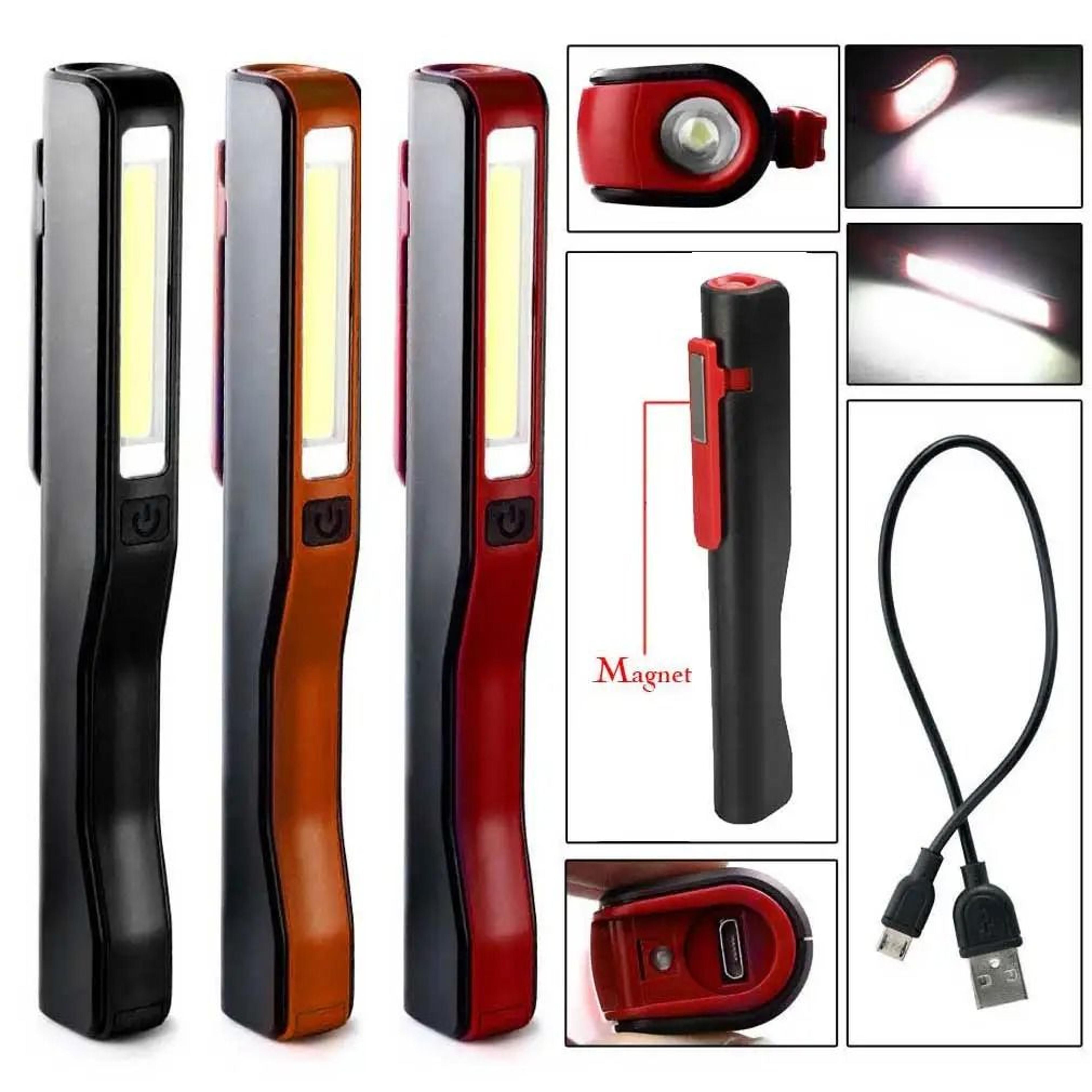 rechargeable magnetic cob led work light with pen clip