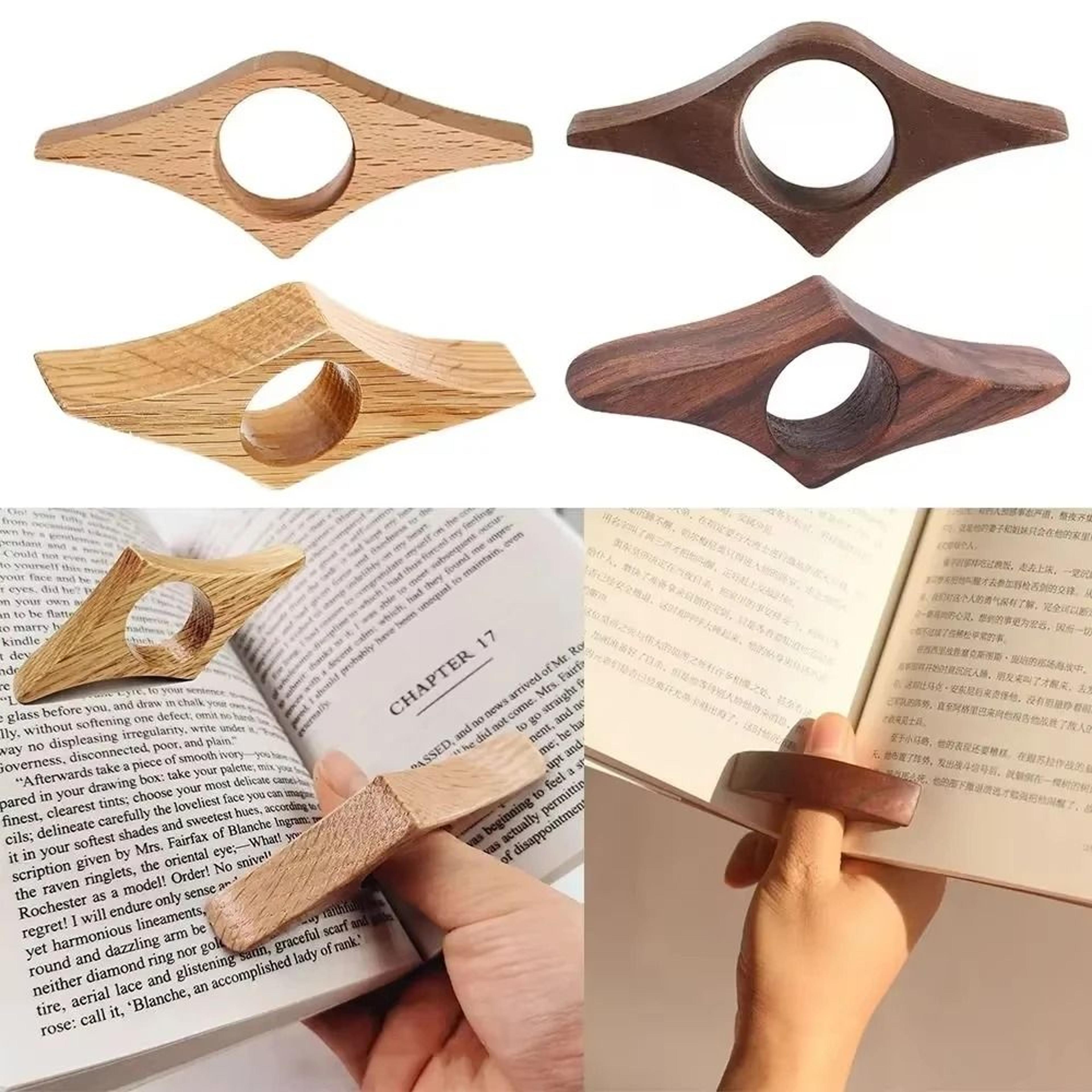 wooden thumb book page holder for one-hand reading