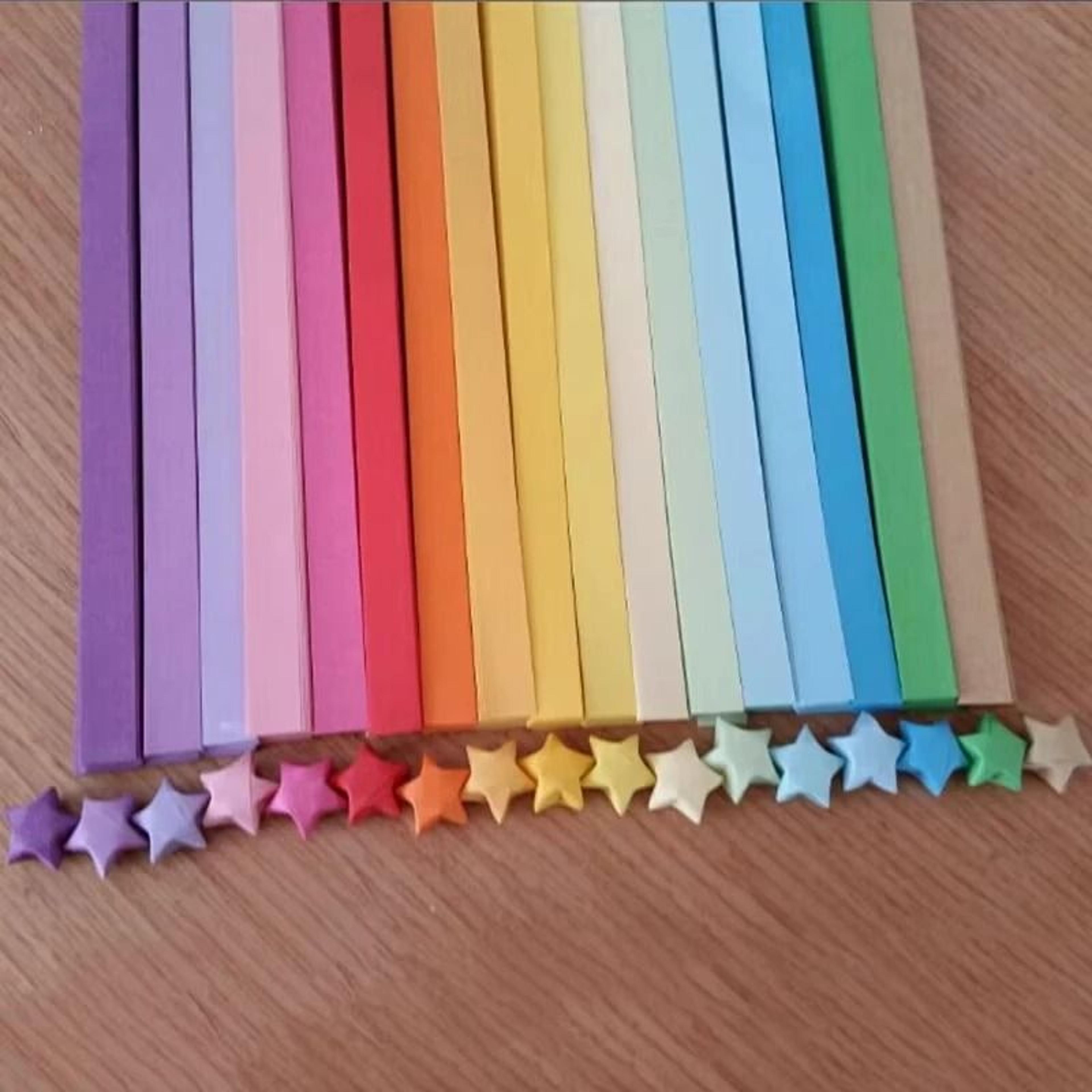 colorful origami lucky star paper strips for diy crafts and wishing jars