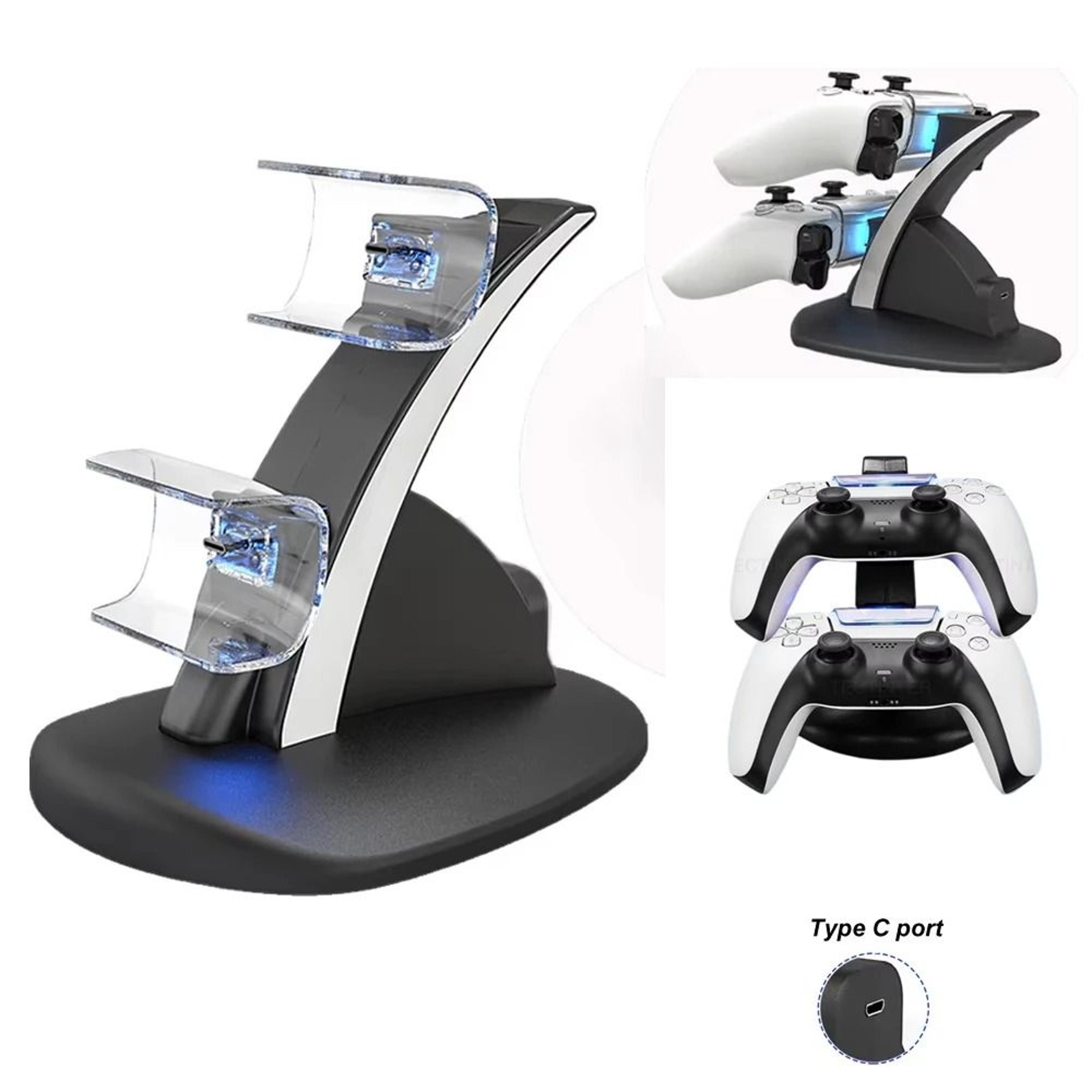 dual ps5 controller charging station with type-c led dock