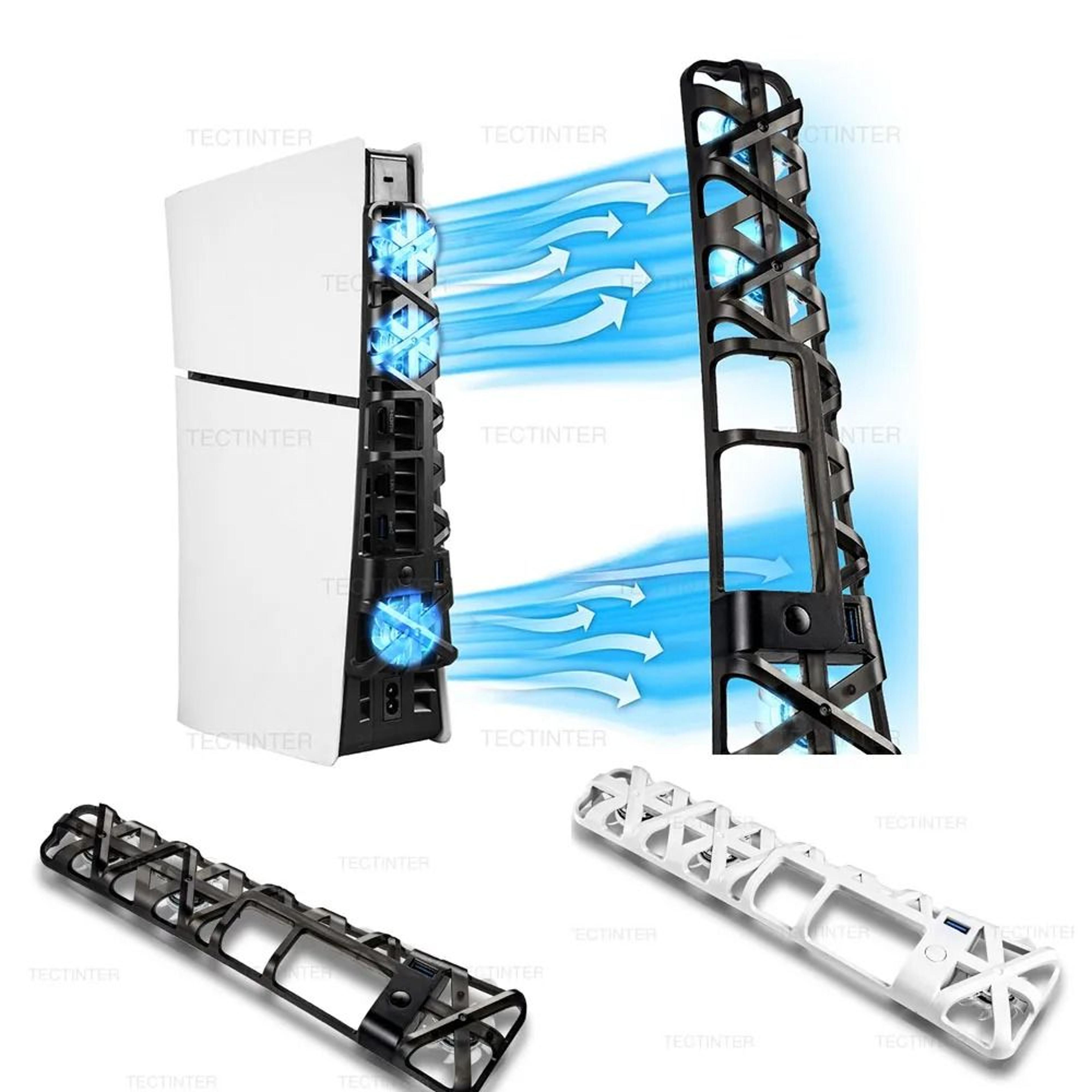 ps5 slim cooling fan with 3-speed control led light and usb 3.0 hub