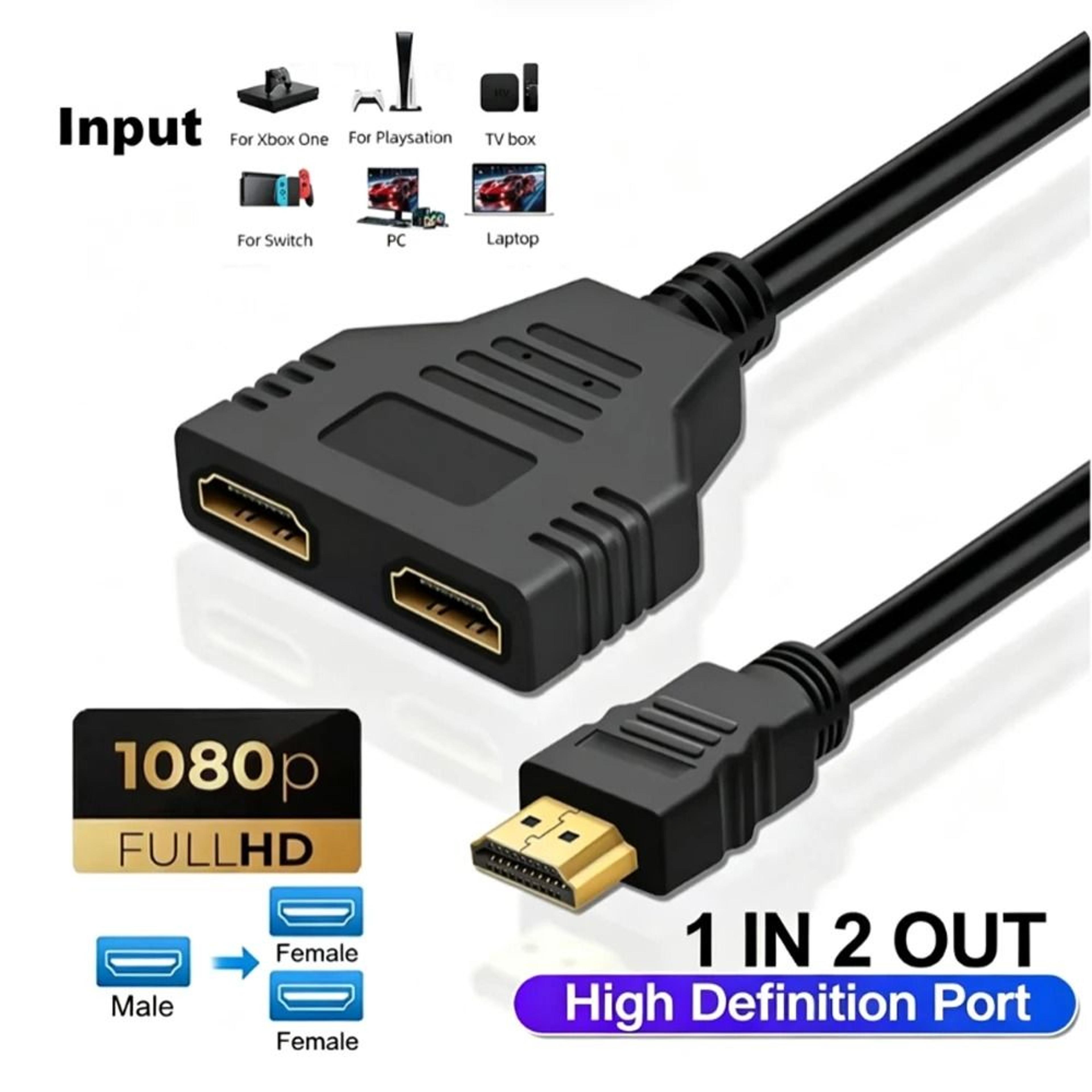 1080p hdmi 1-in-2-out splitter cable for tv monitor and game console