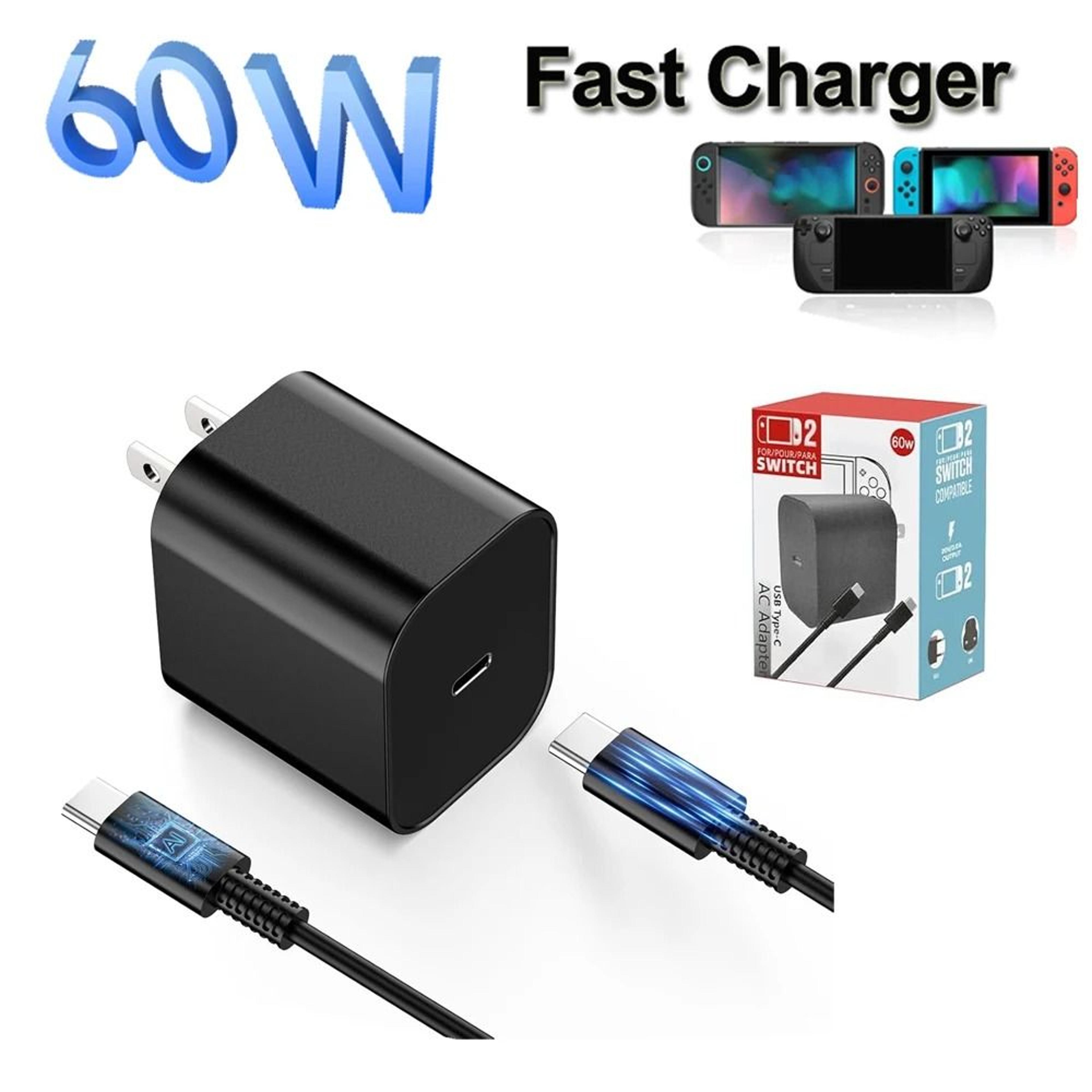 nintendo switch 2 usb-c fast charger ac adapter eu us plug