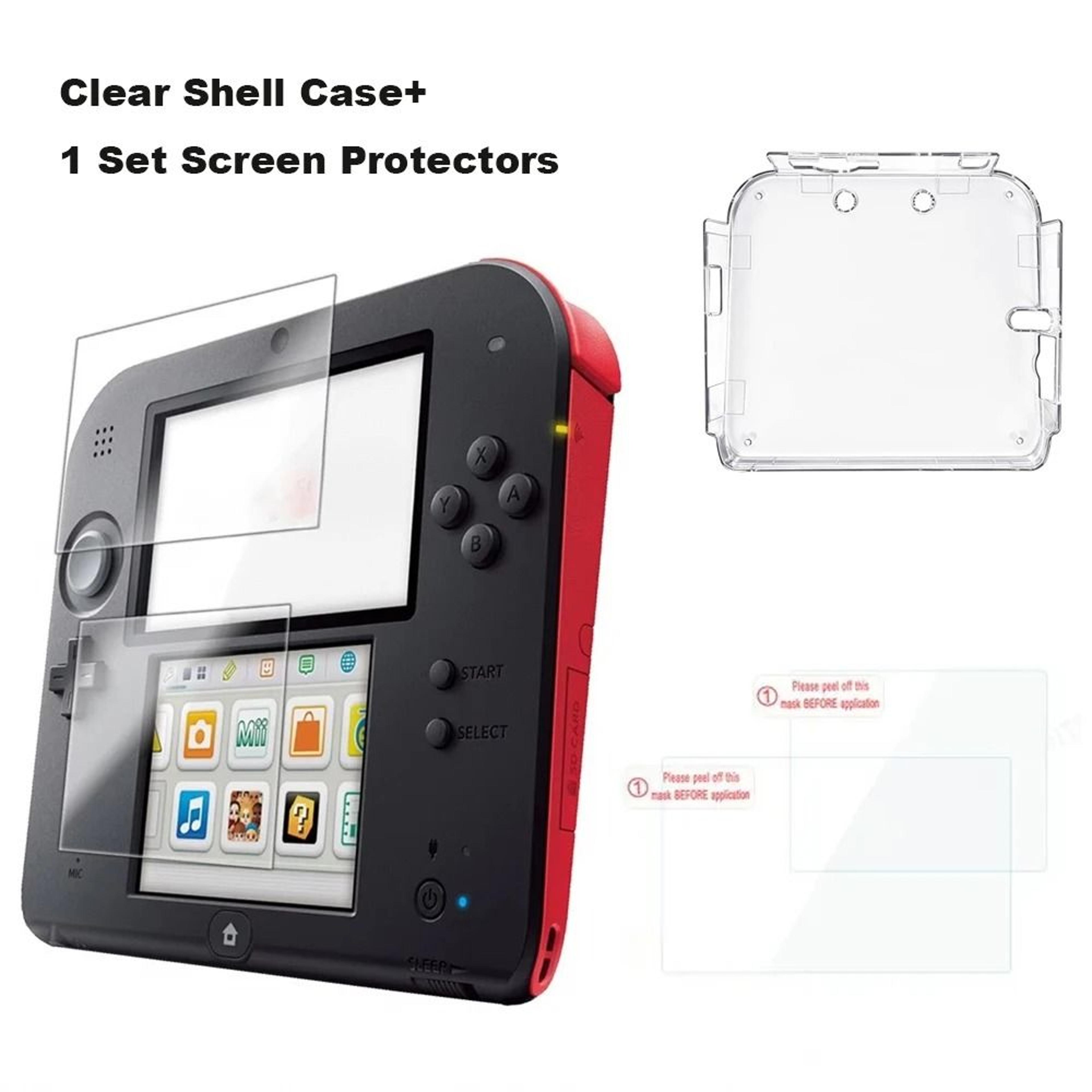 nintendo 2ds clear hard case and screen protector kit