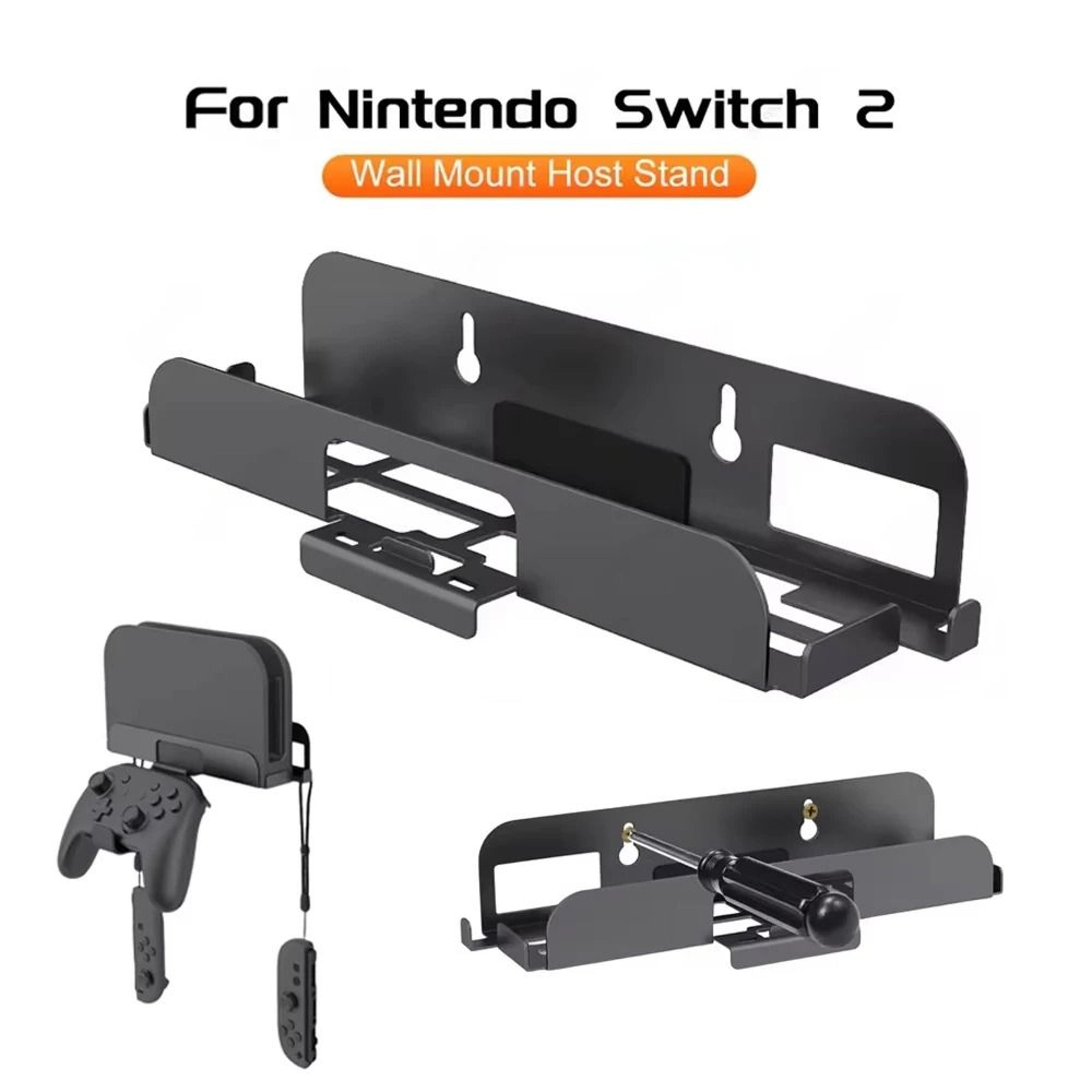 nintendo switch 2 wall mount console stand with controller hooks and storage rack