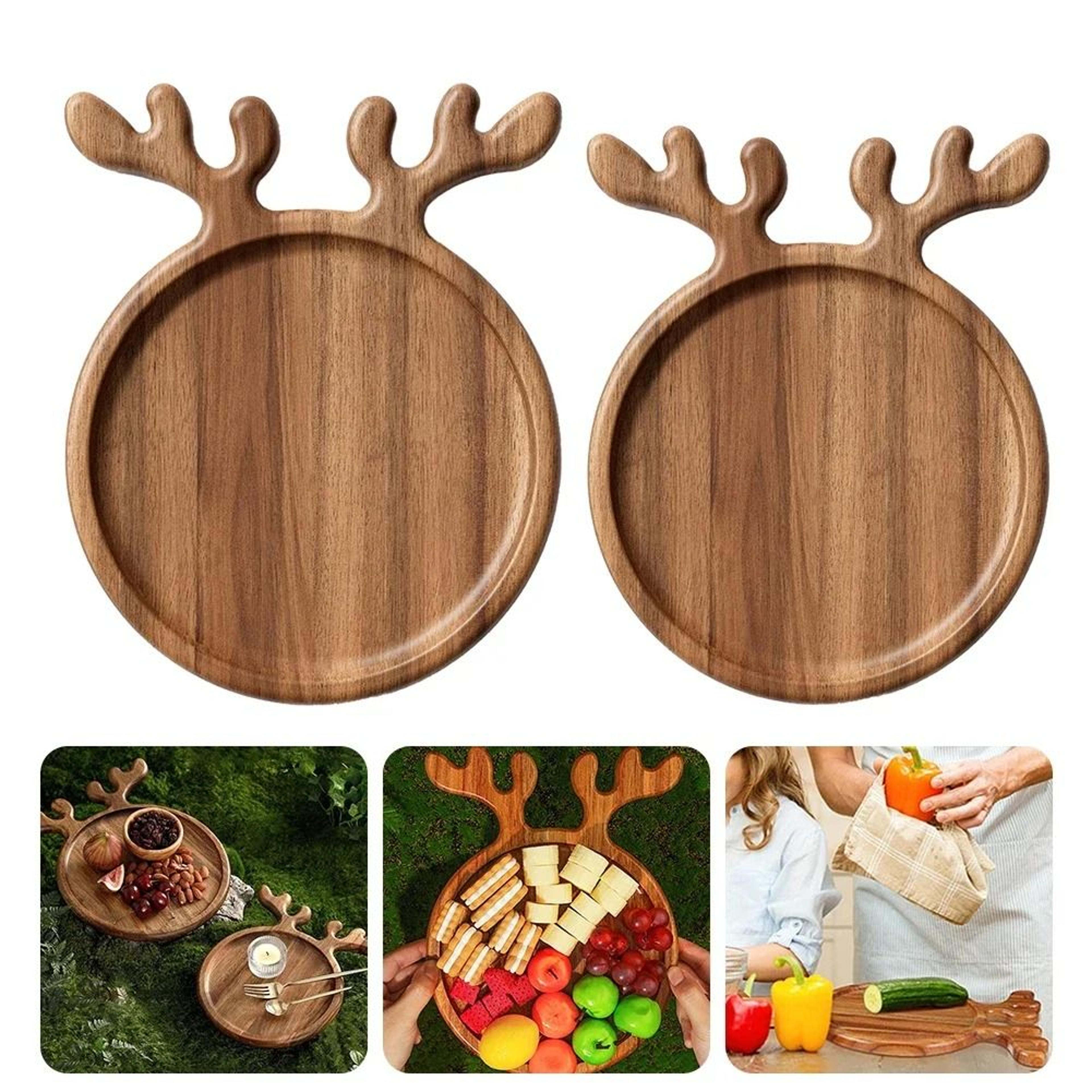 wood christmas tree serving tray snack fruit candy and dessert platter