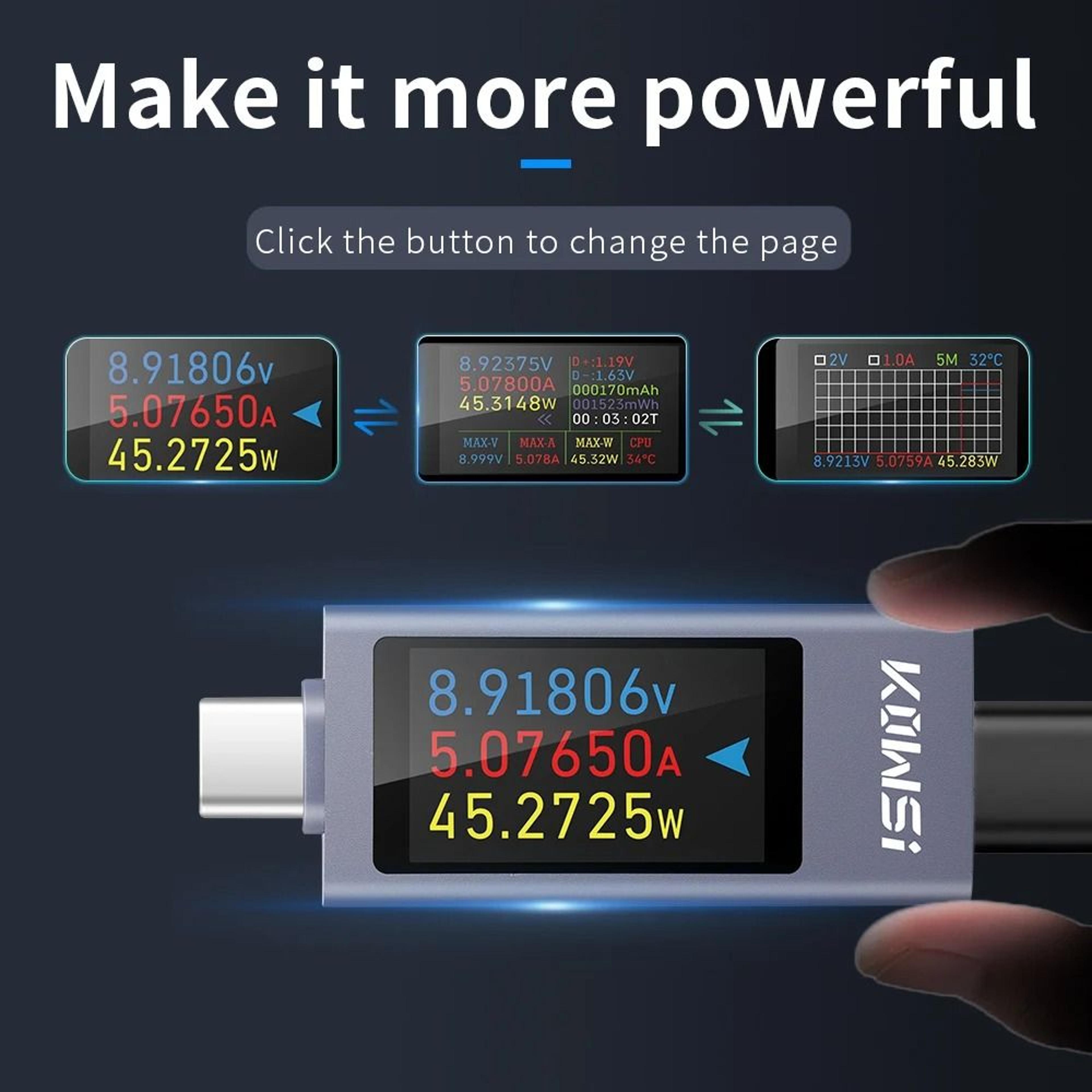 usb-c power meter tester 4–30v 0–12a color screen voltage current charging monitor