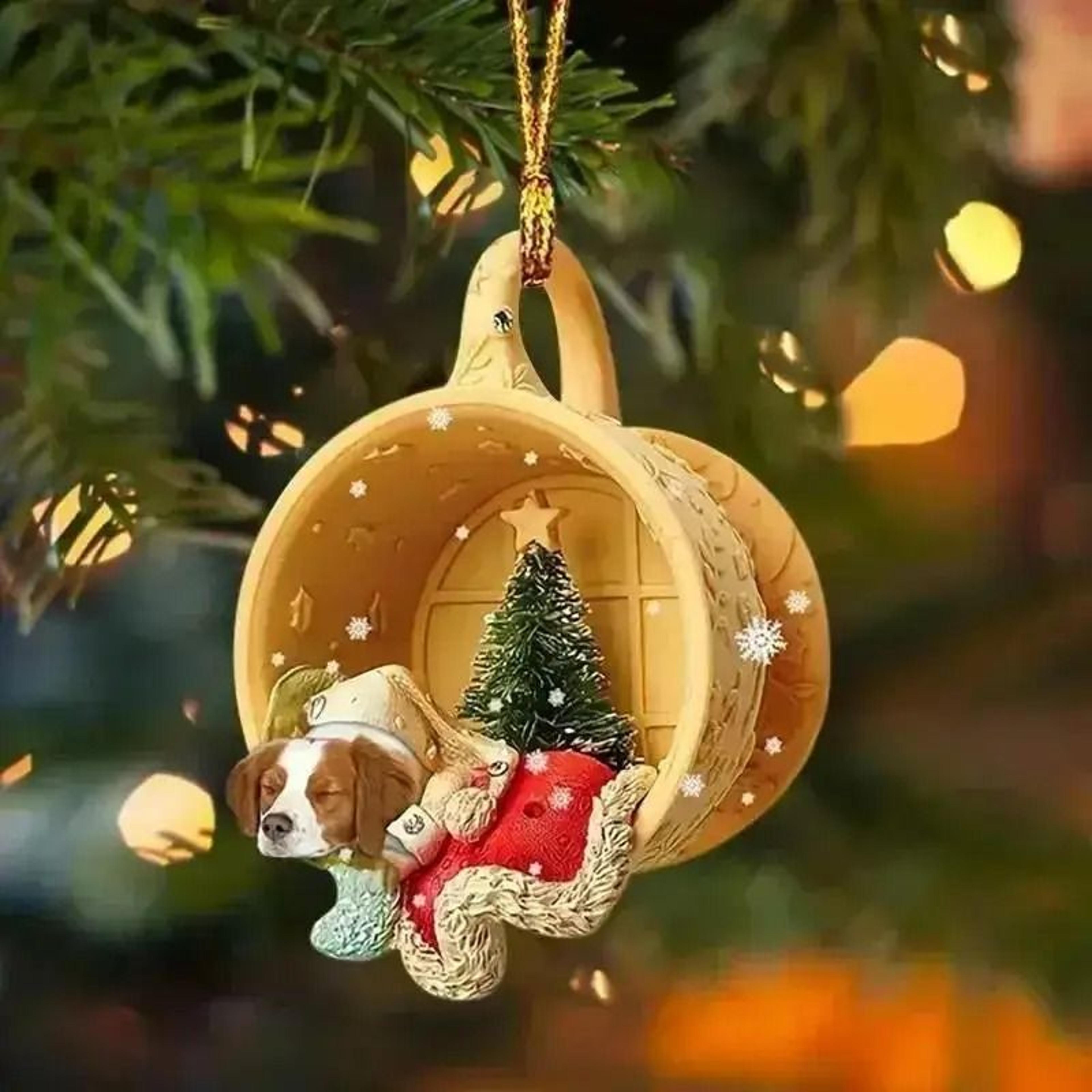 dog christmas ornament snow pocket hanging pendant for tree and holiday decor