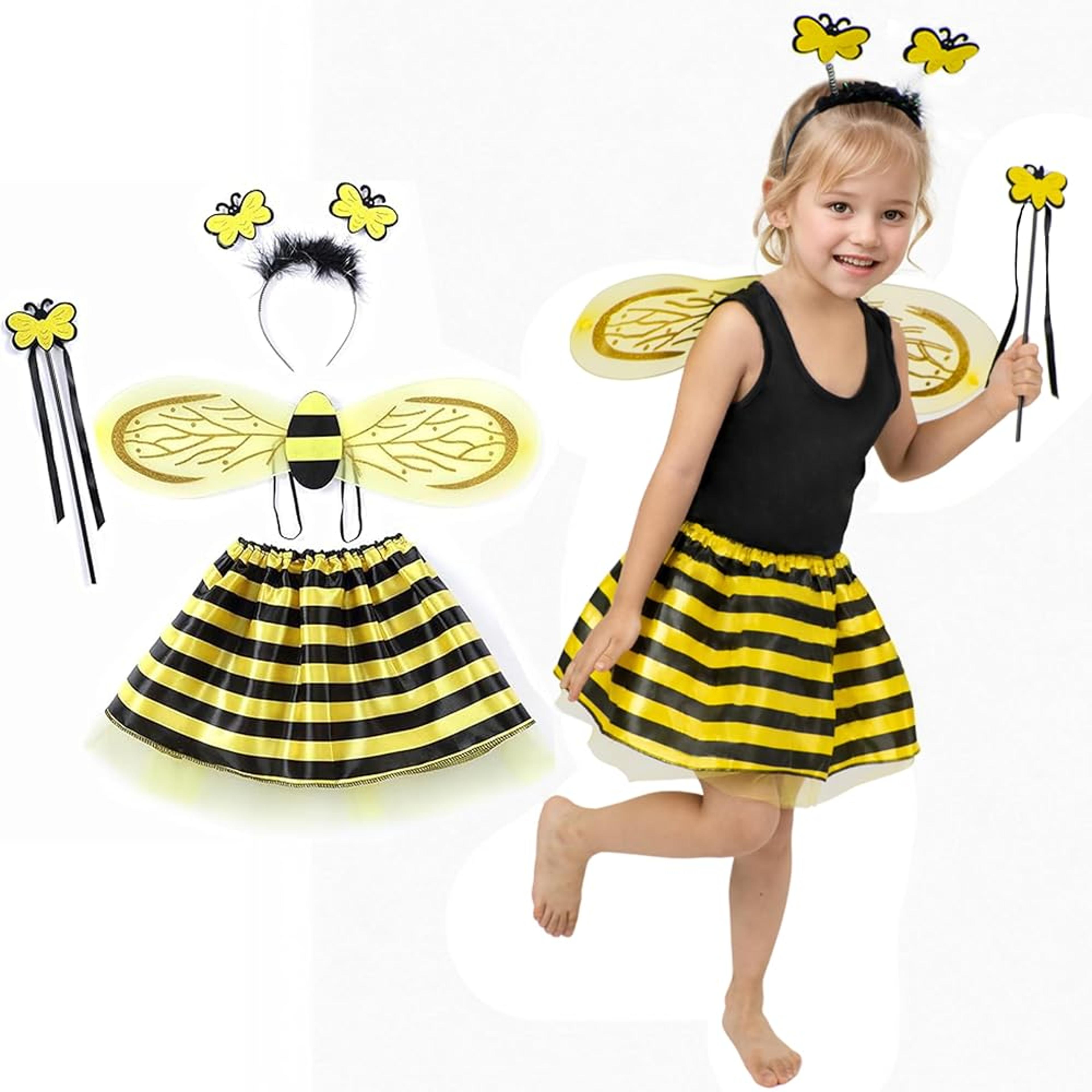 kids bee costume set wings tutu skirt headband and wand for parties and performances