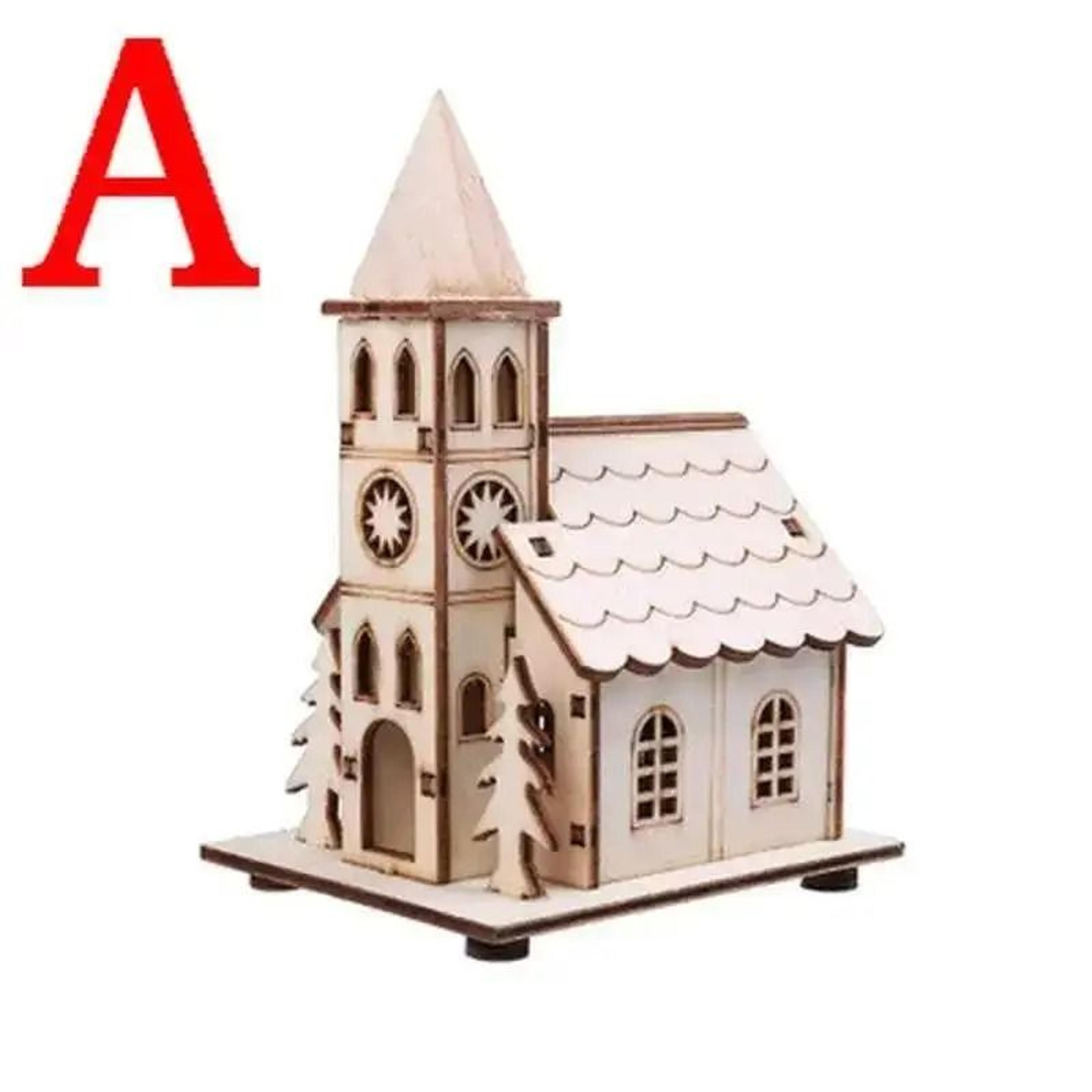 led wooden christmas house luminous cabin ornament for tree and holiday home decor