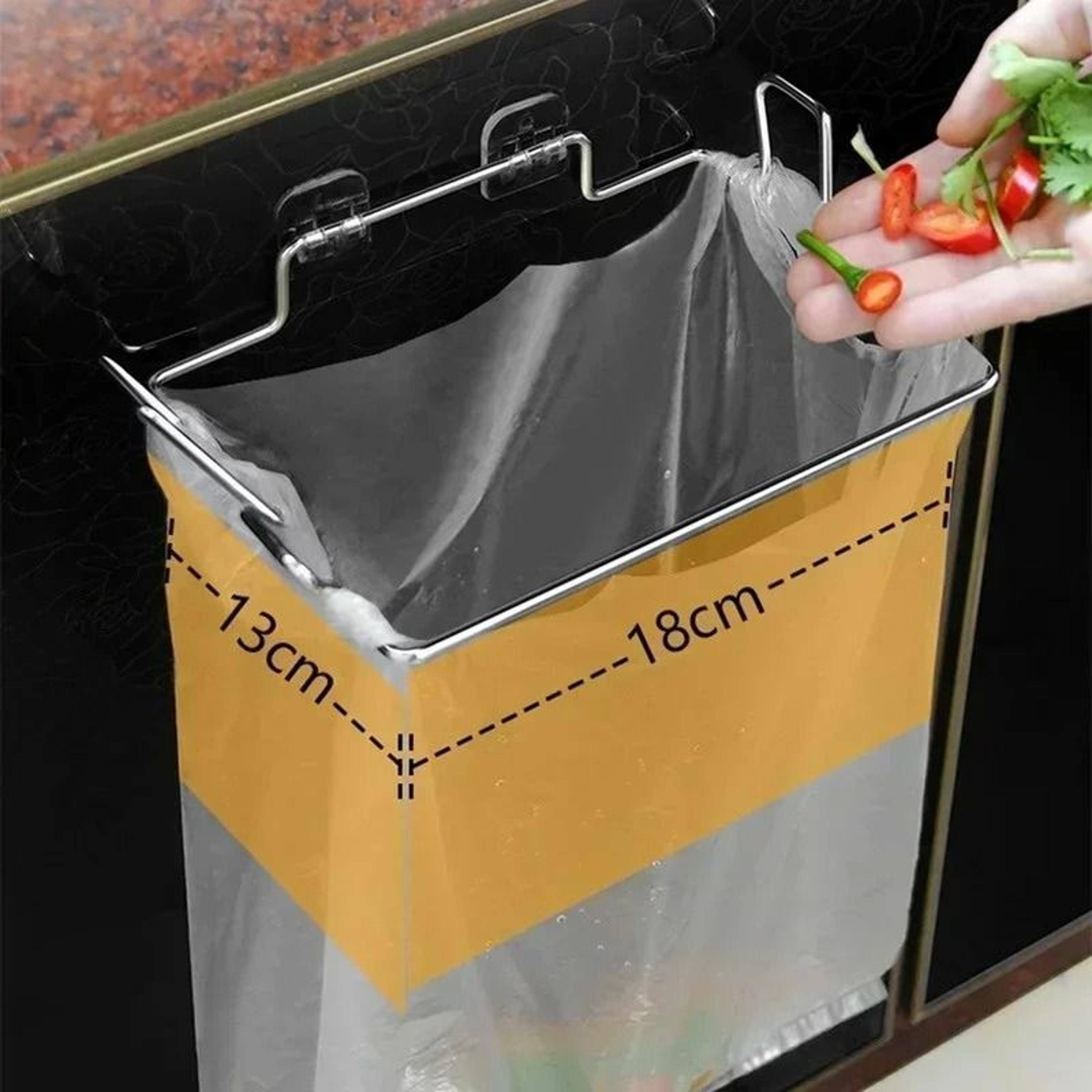 cabinet door trash bag holder stainless steel punch-free kitchen garbage rack