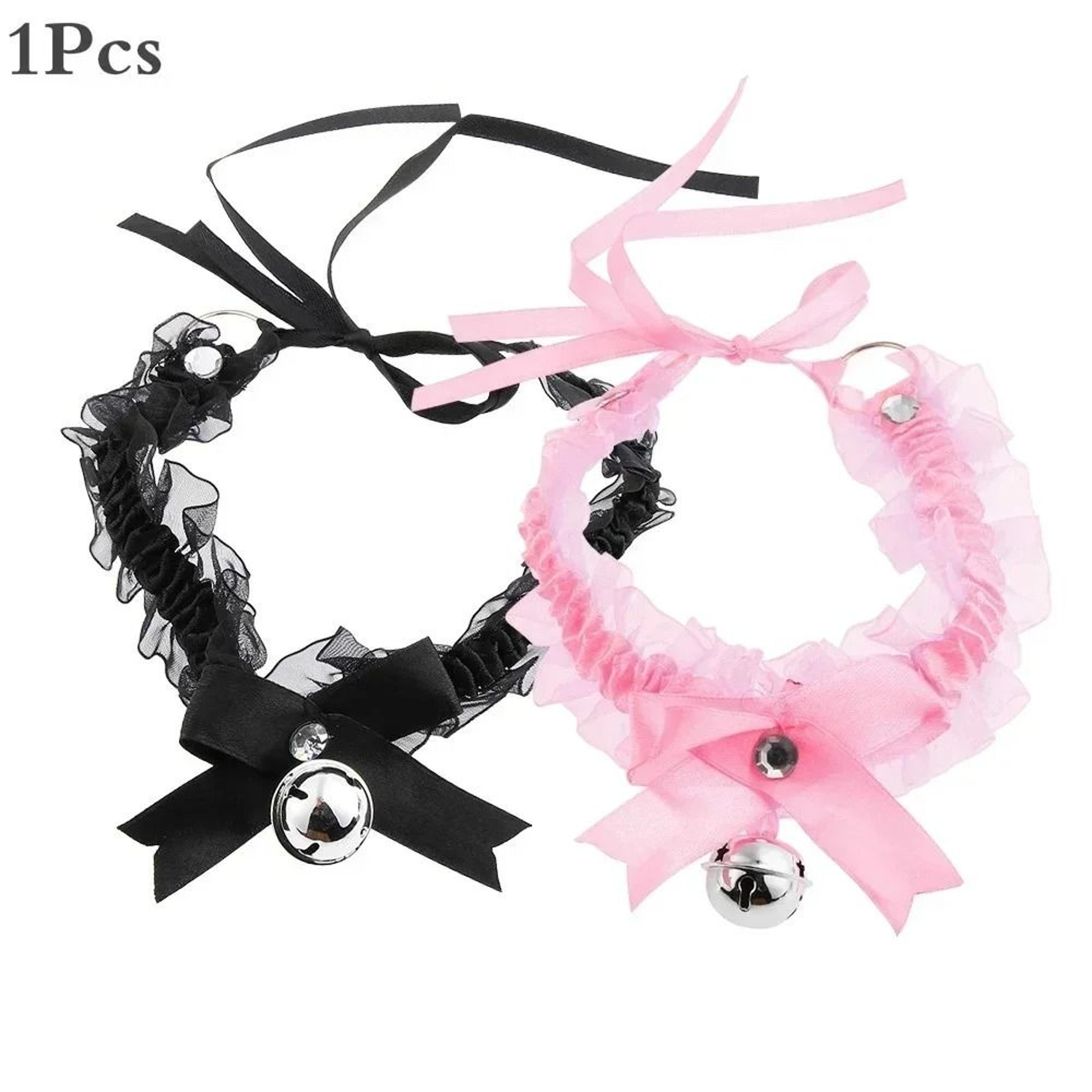 gothic lace choker necklace bow knot bell pendant collar for women