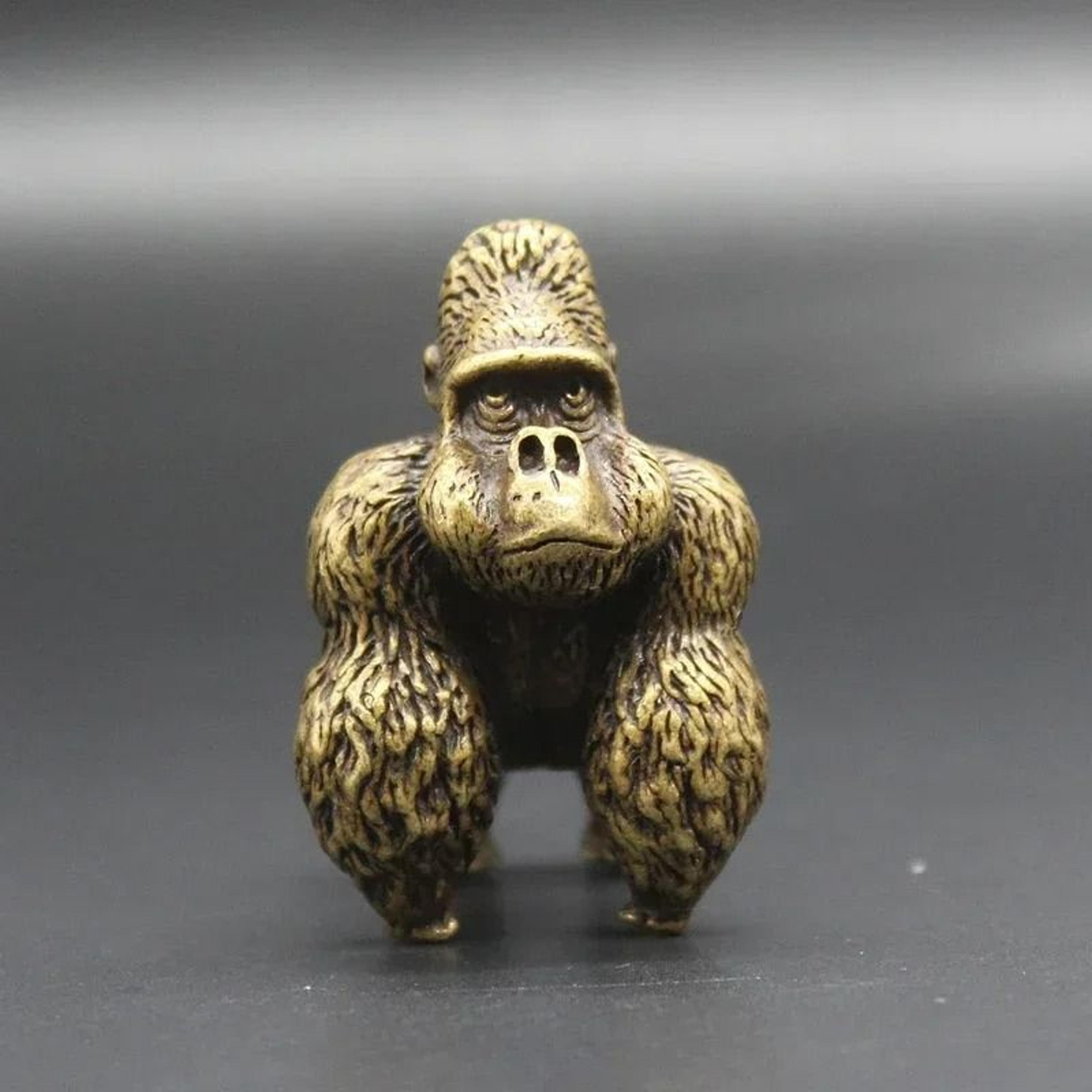 brass gorilla statue antique copper animal figurine and tea pet desk ornament