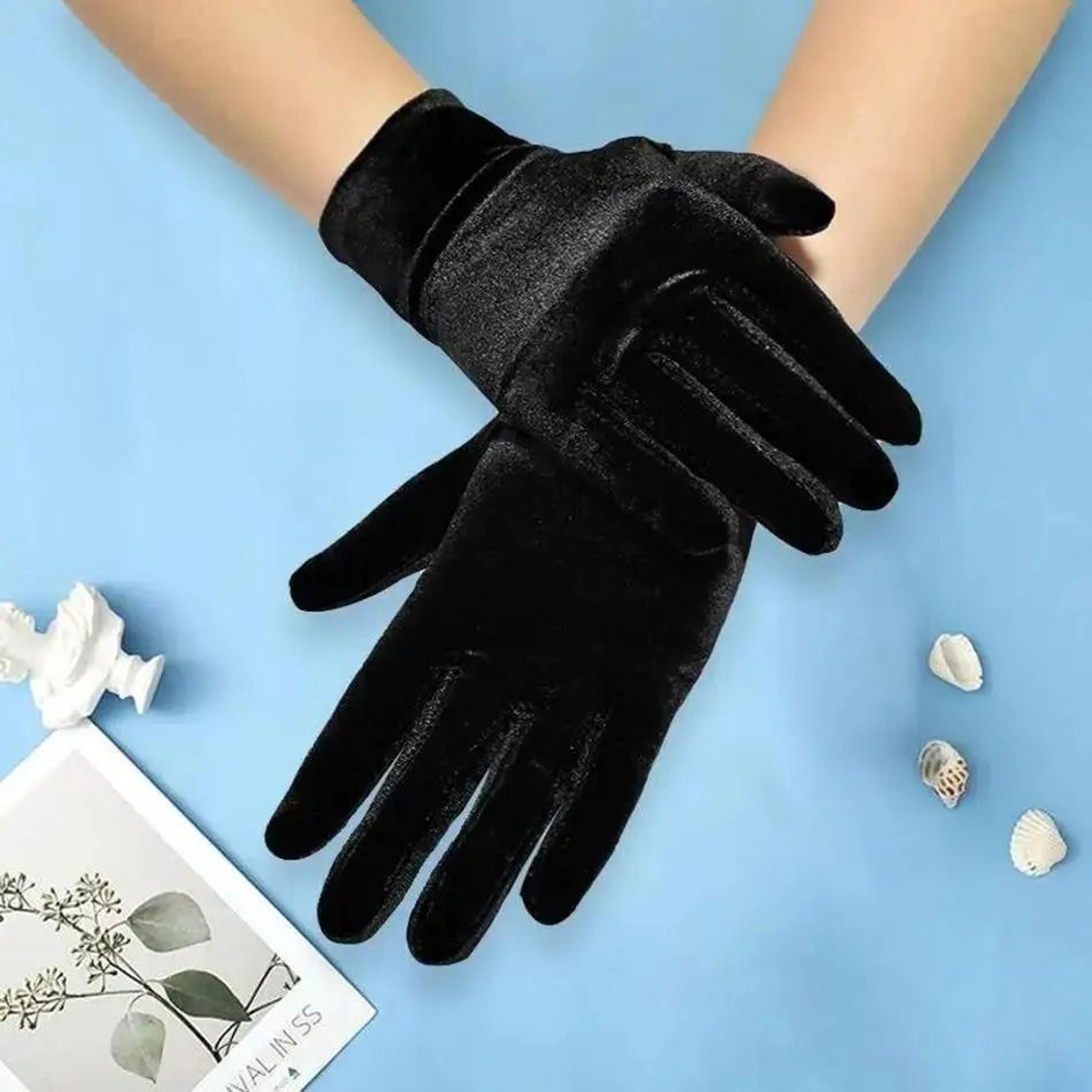 warm velvet driving gloves elastic solid color winter fashion gloves