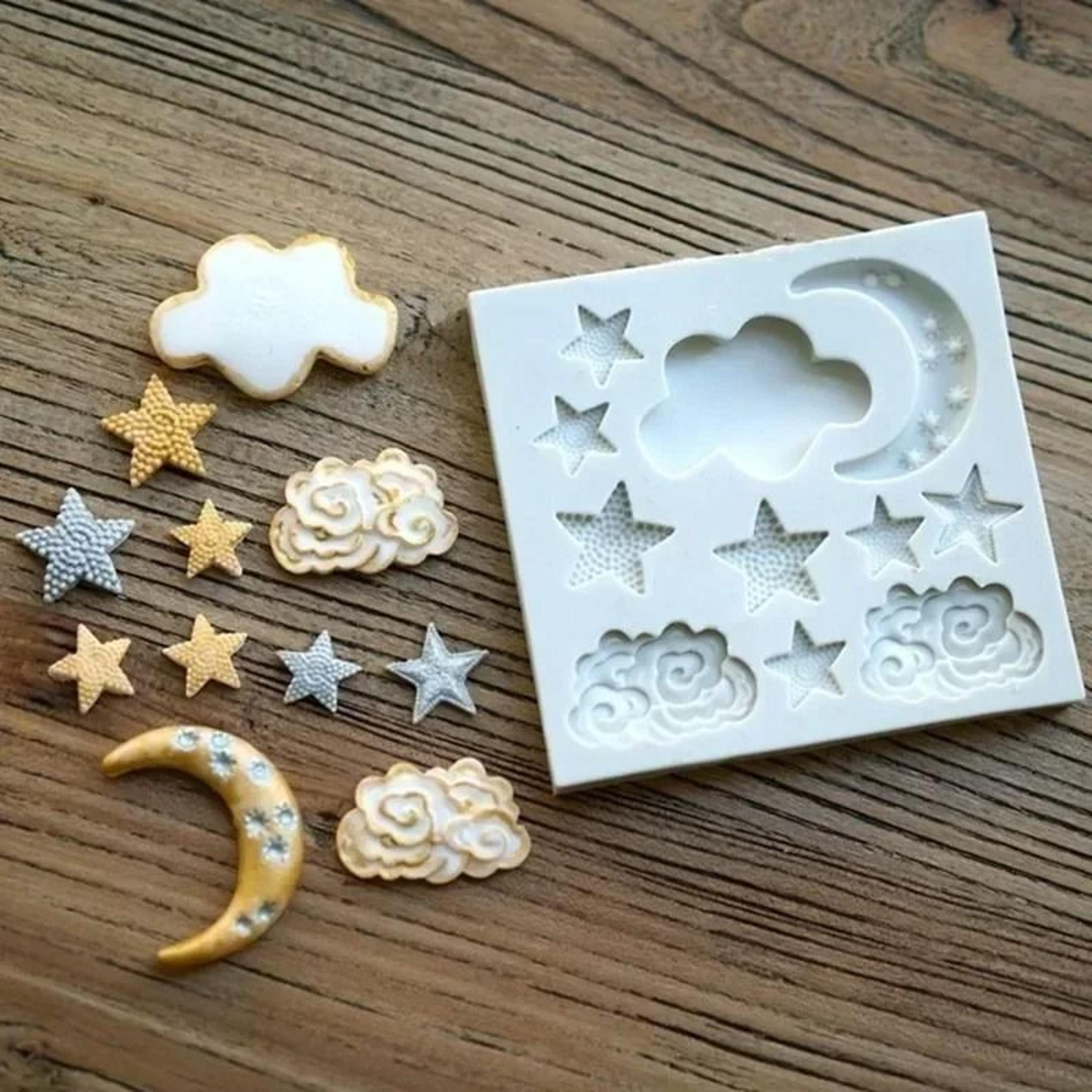 cloud moon star silicone mold diy chocolate candy candle soap and cake decorating mold