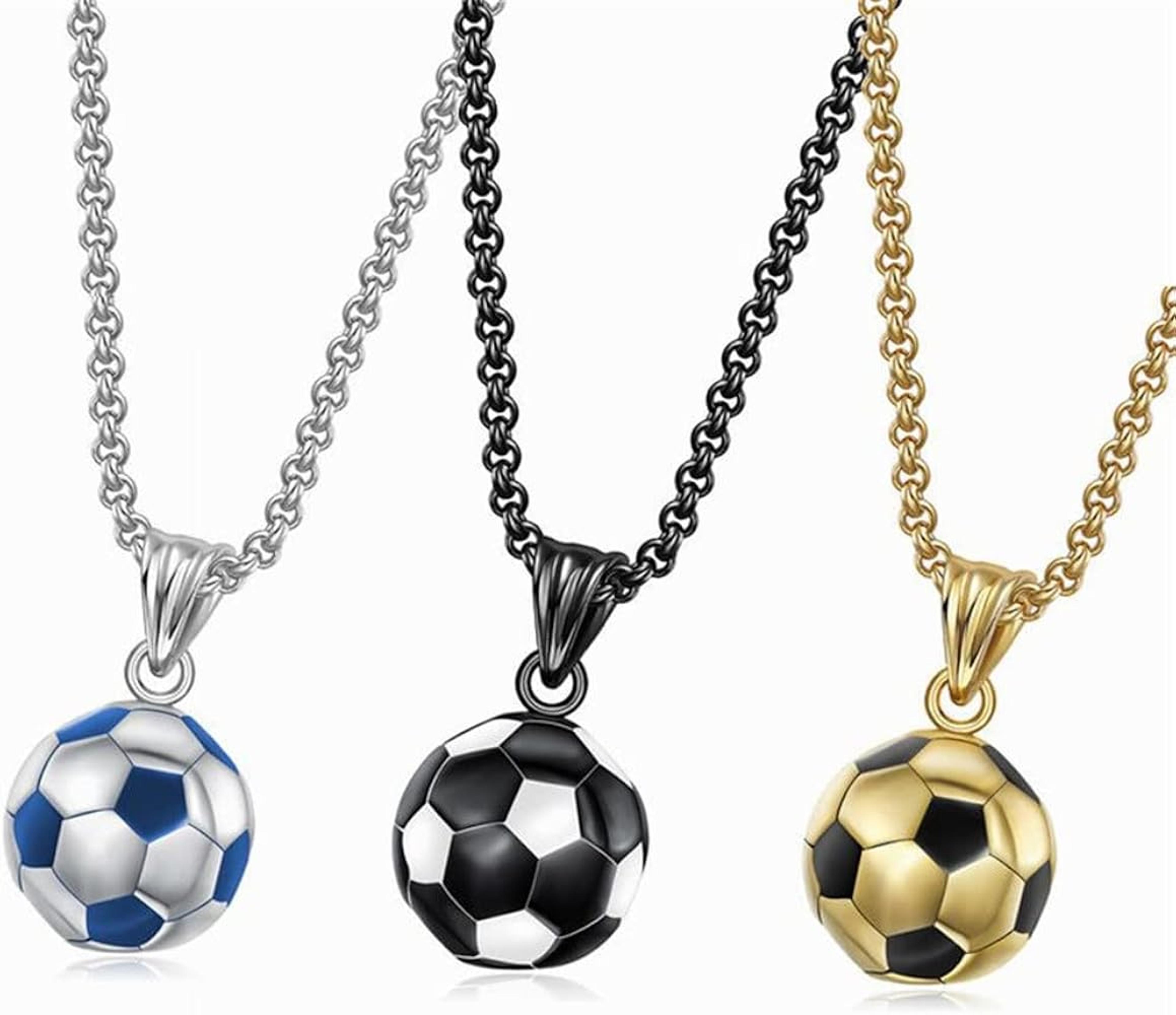mens football pendant necklace titanium steel sports jewelry for fans and players