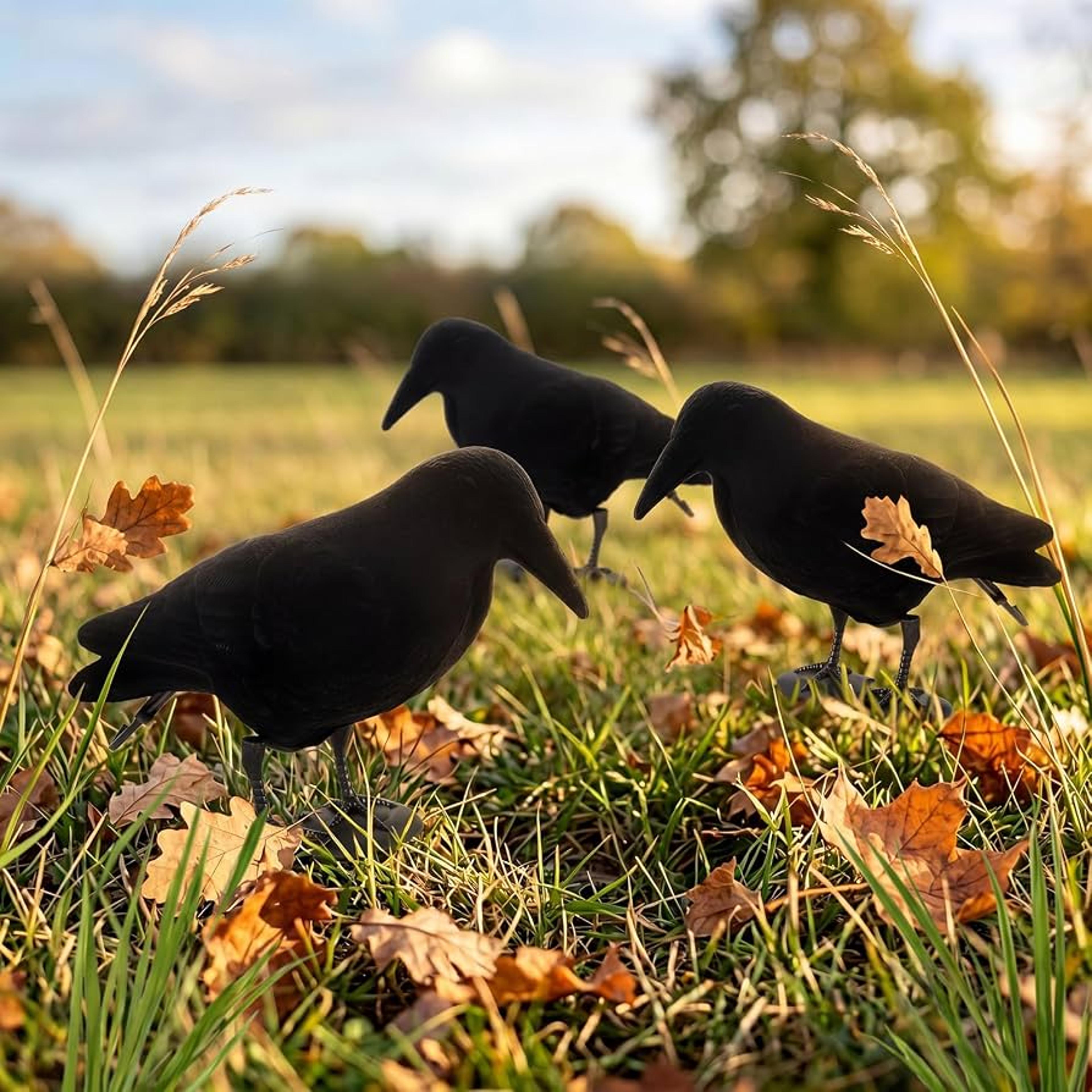 3-piece black crow halloween decoration realistic feather raven party props
