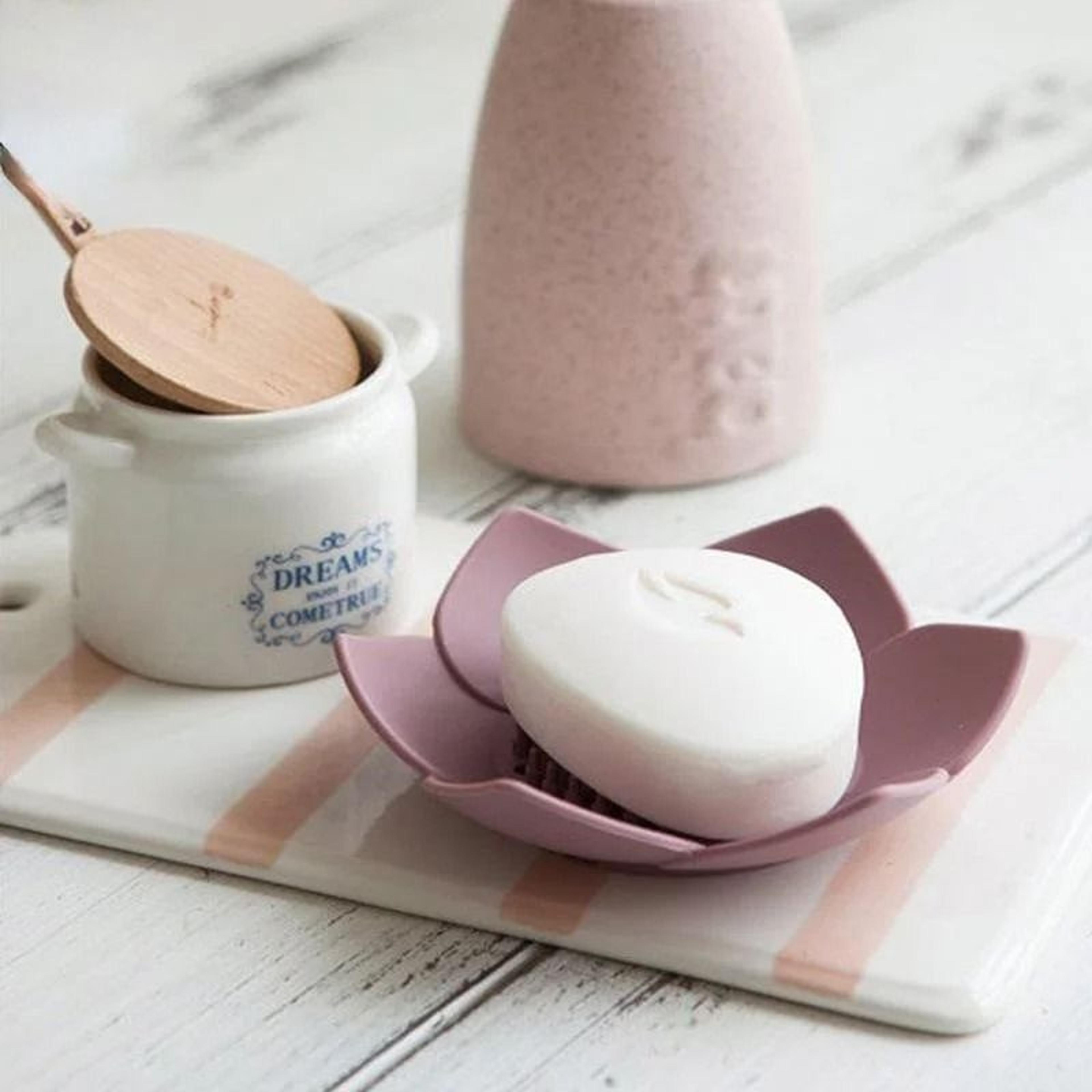 lotus silicone soap dish self-draining non-slip bathroom soap holder
