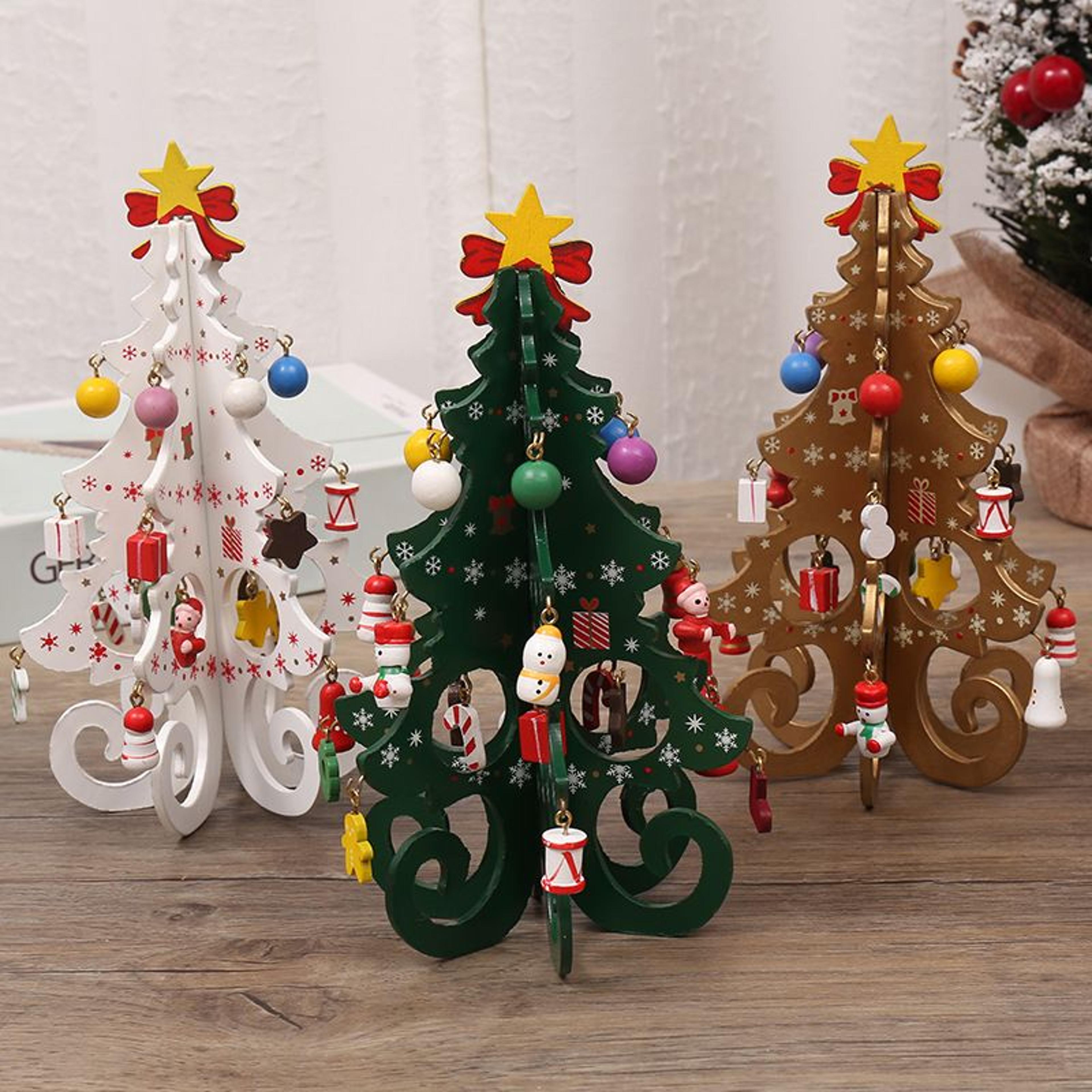 mini wooden christmas tree ornament festive desktop holiday decoration for home and parties