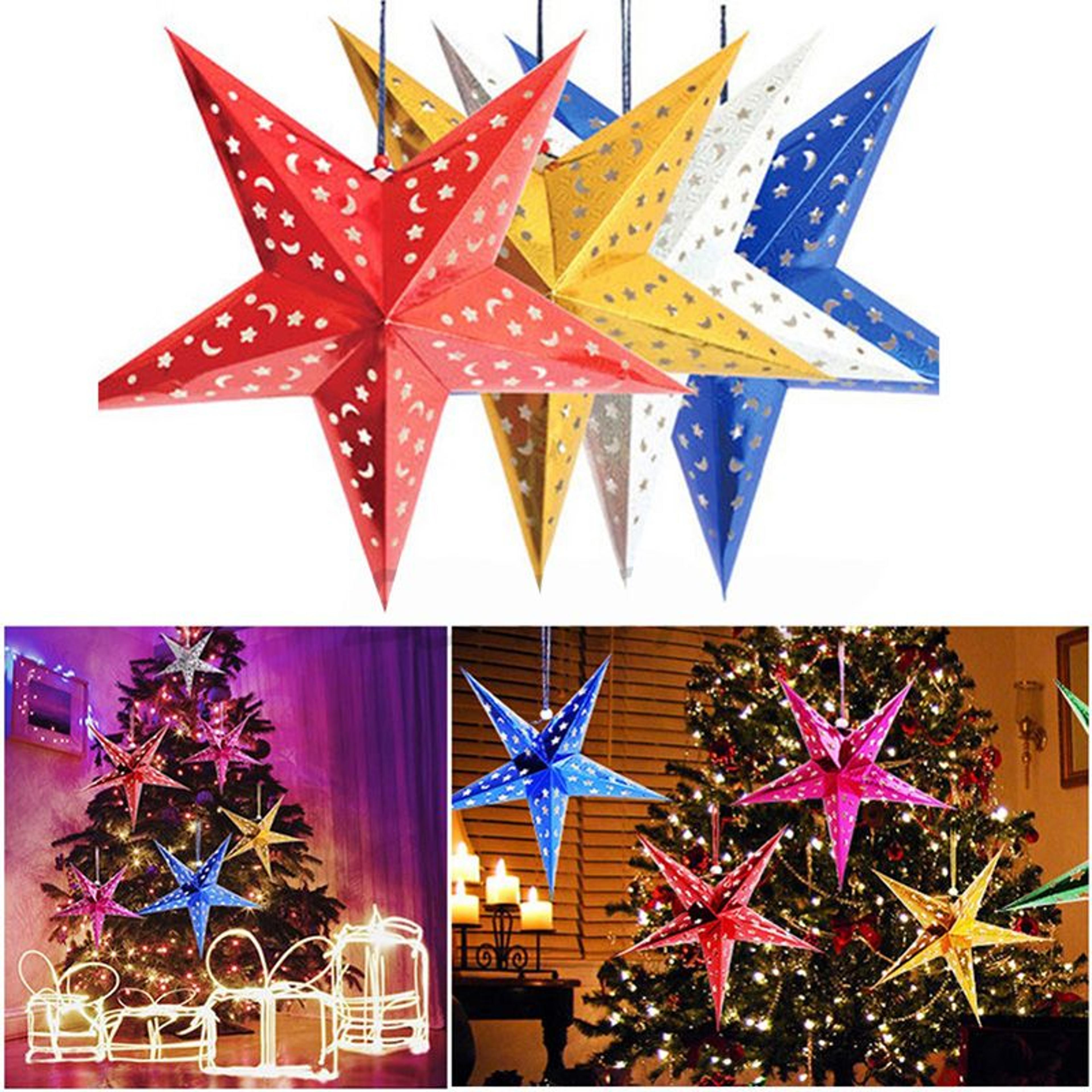 3d paper christmas star ornament laser-cut five-point hanging holiday decoration