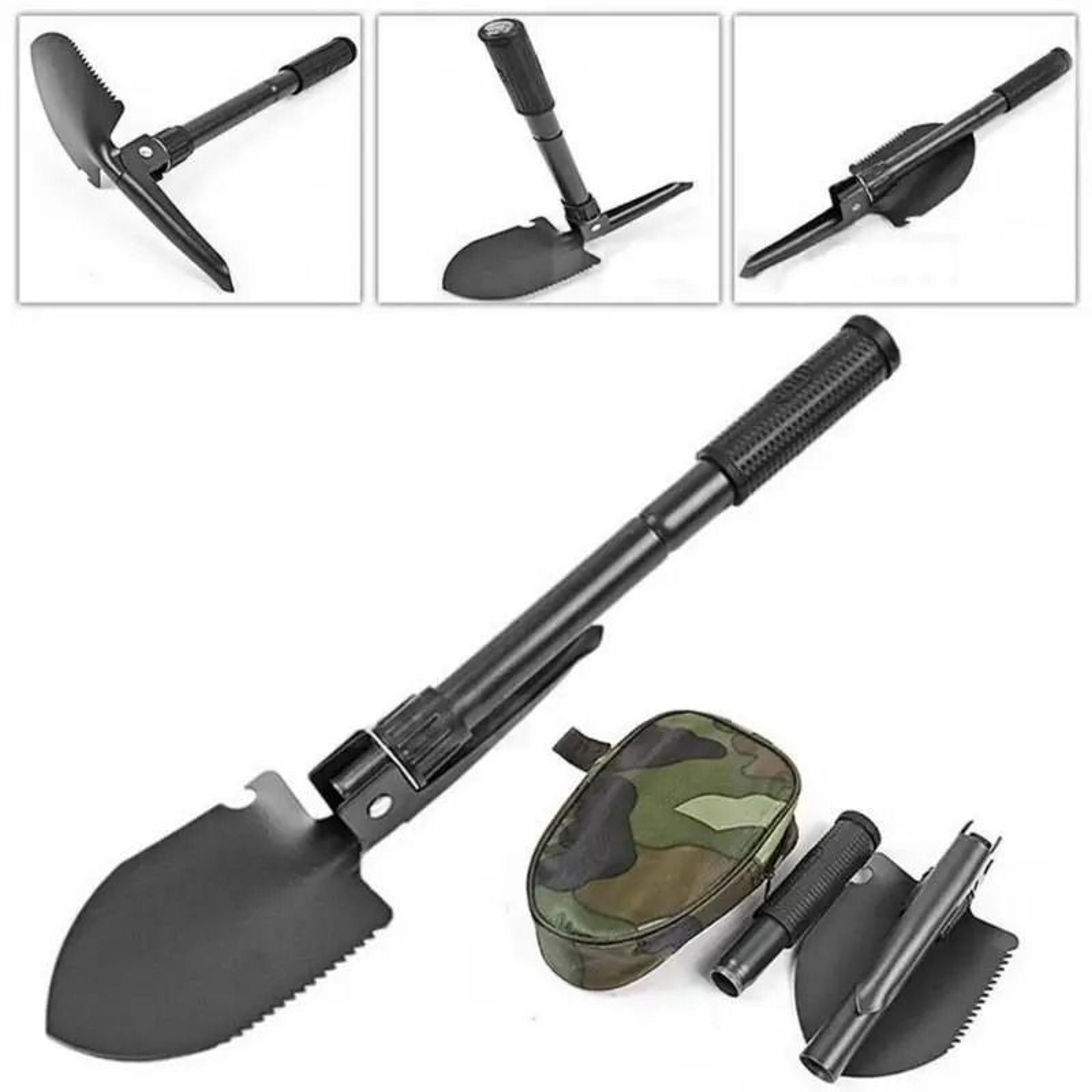 folding military camping shovel multi-function survival tool with compass