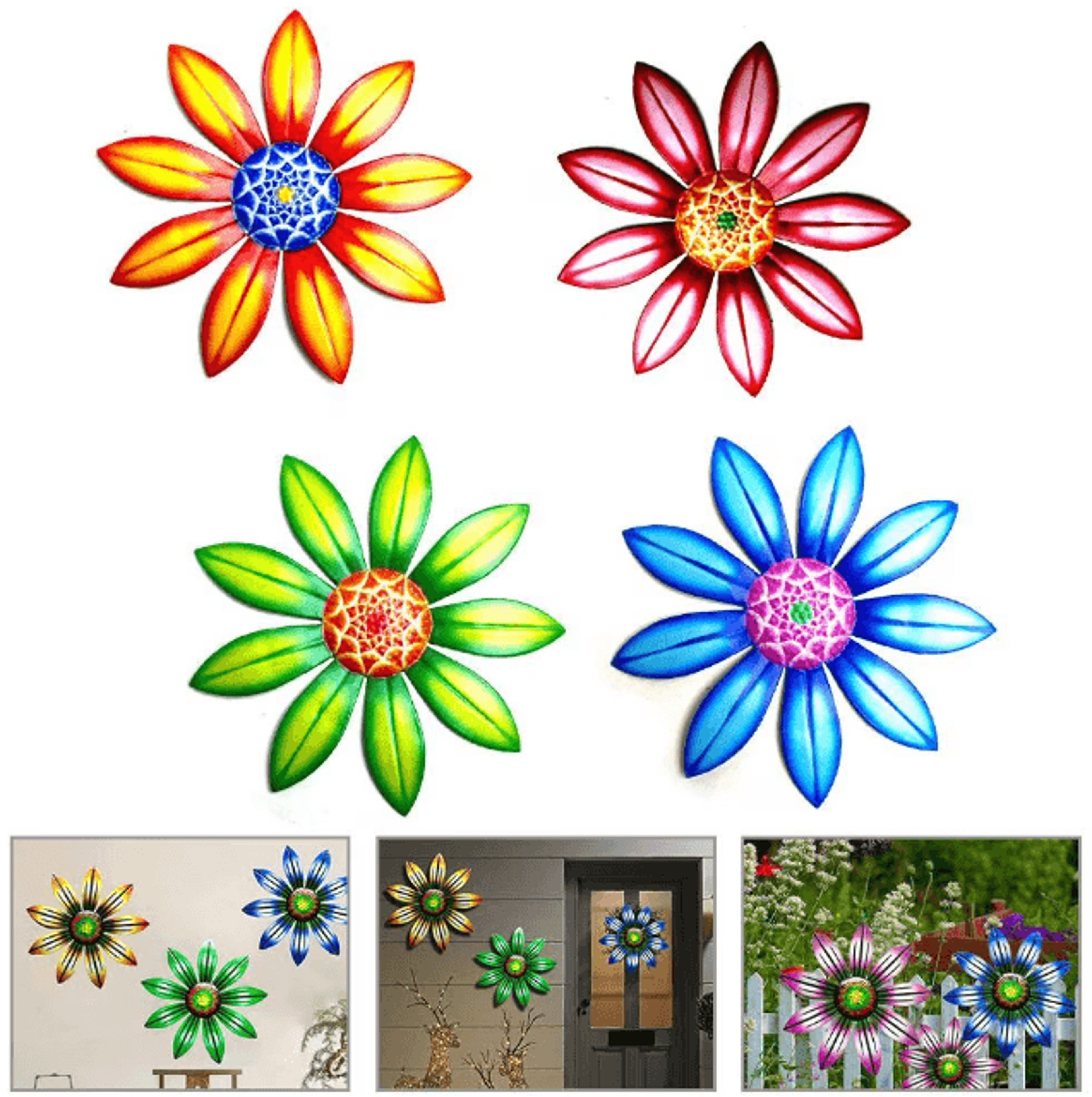 metal flower wall decor hanging garden art sculpture for patio fence and home
