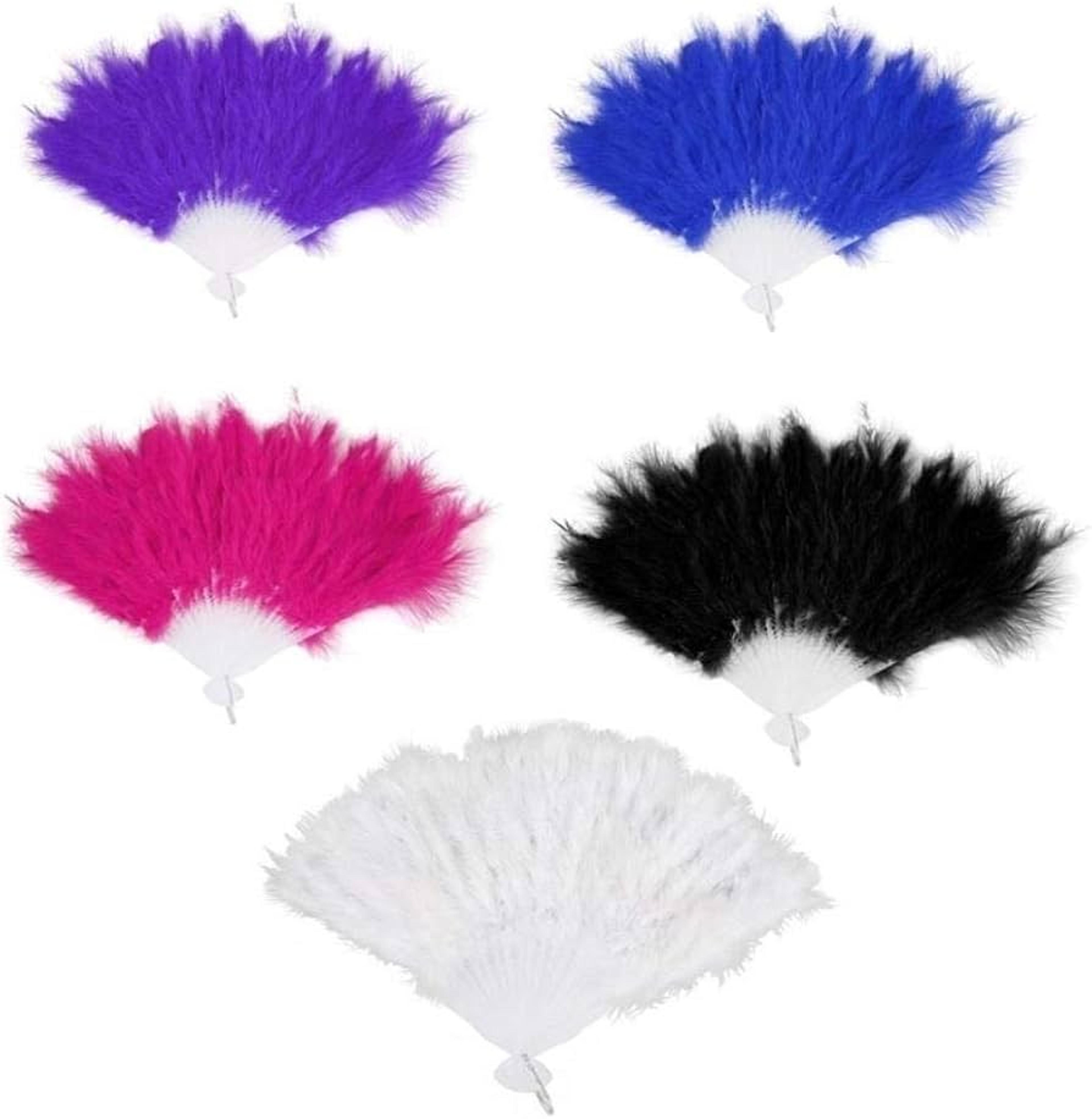 fluffy feather hand fan folding burlesque dance and wedding costume accessory