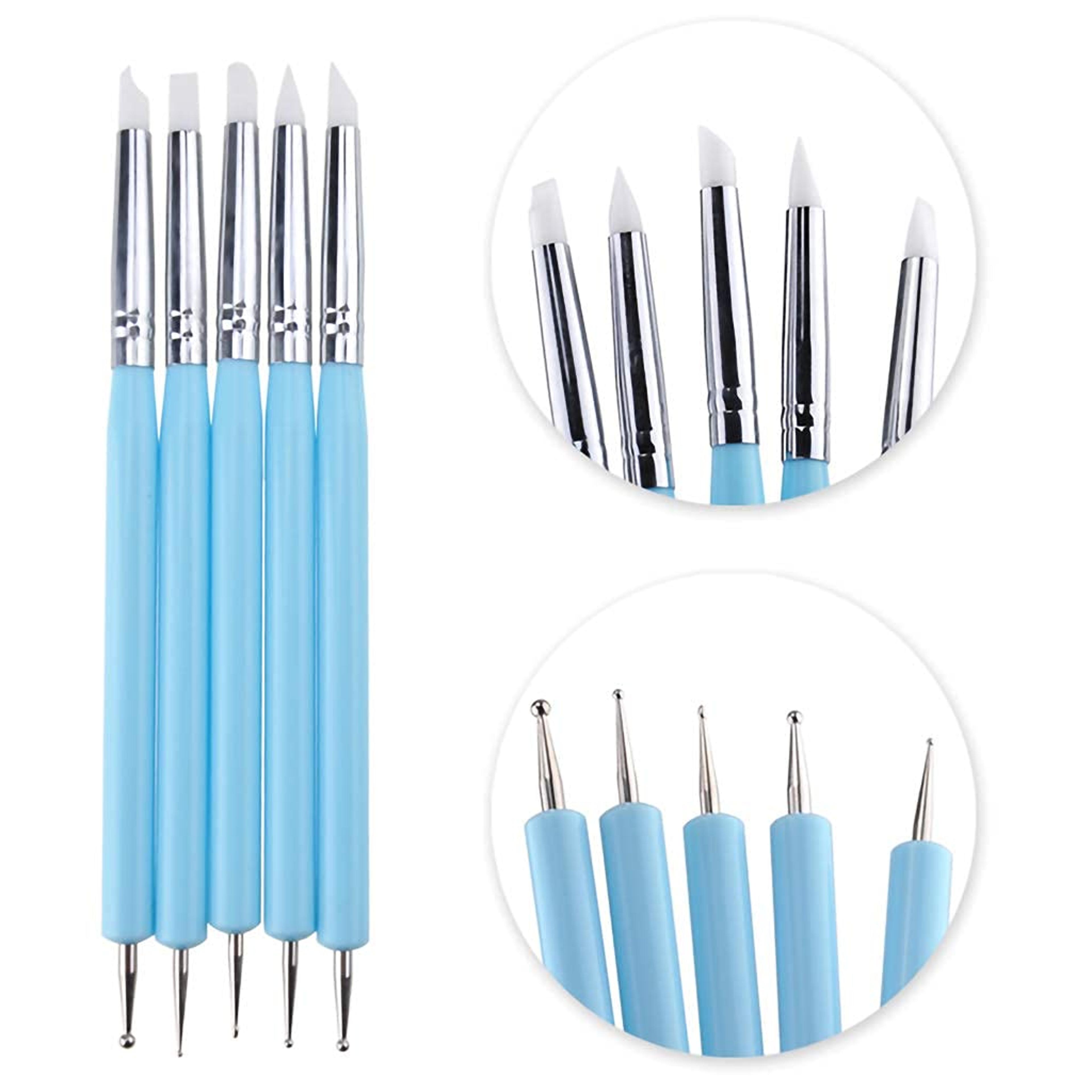 5-piece double-ended silicone clay sculpting tool set for carving modeling and nail art