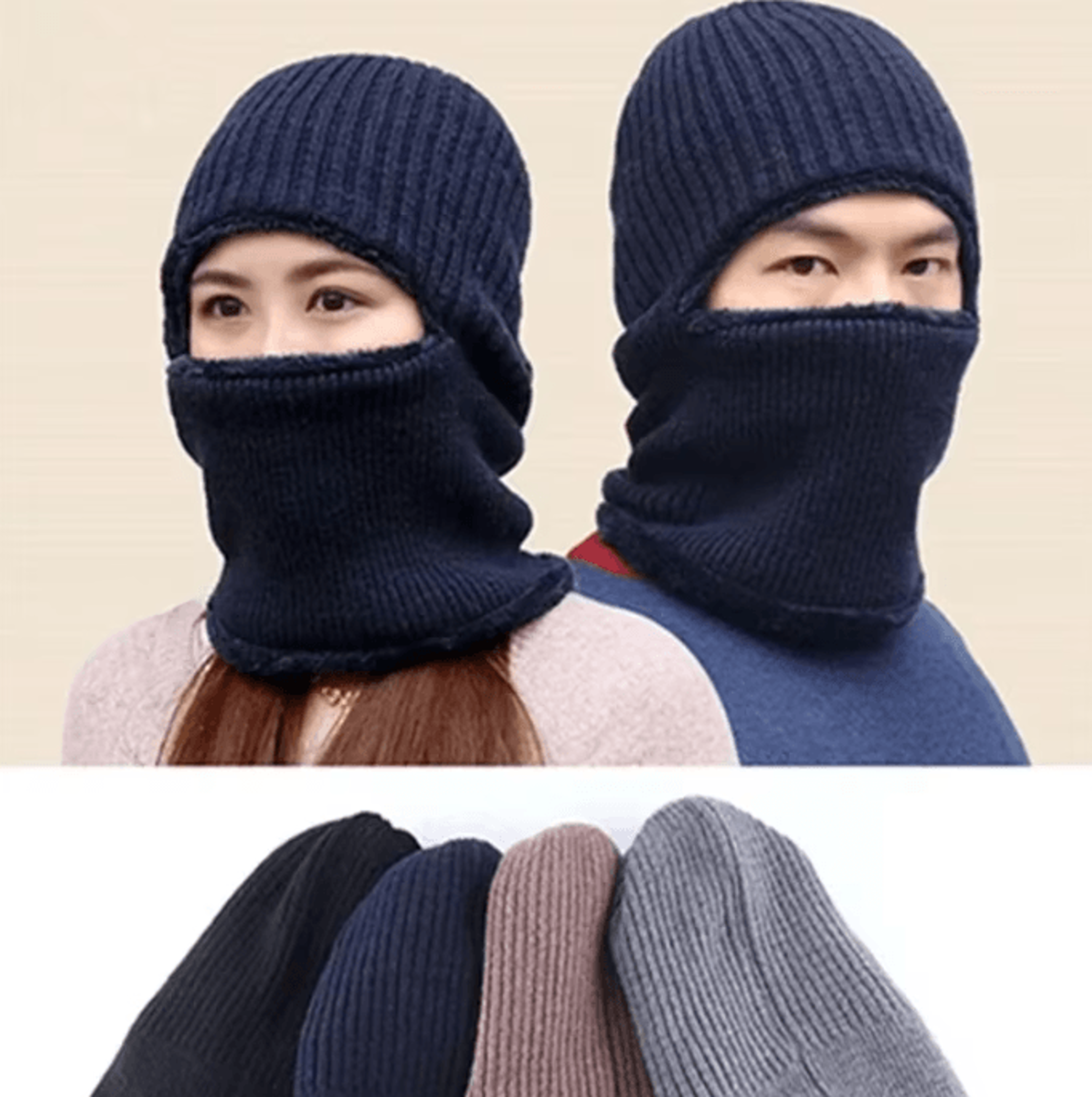 womens double-layer fleece knit hat warm solid color winter beanie for cold weather