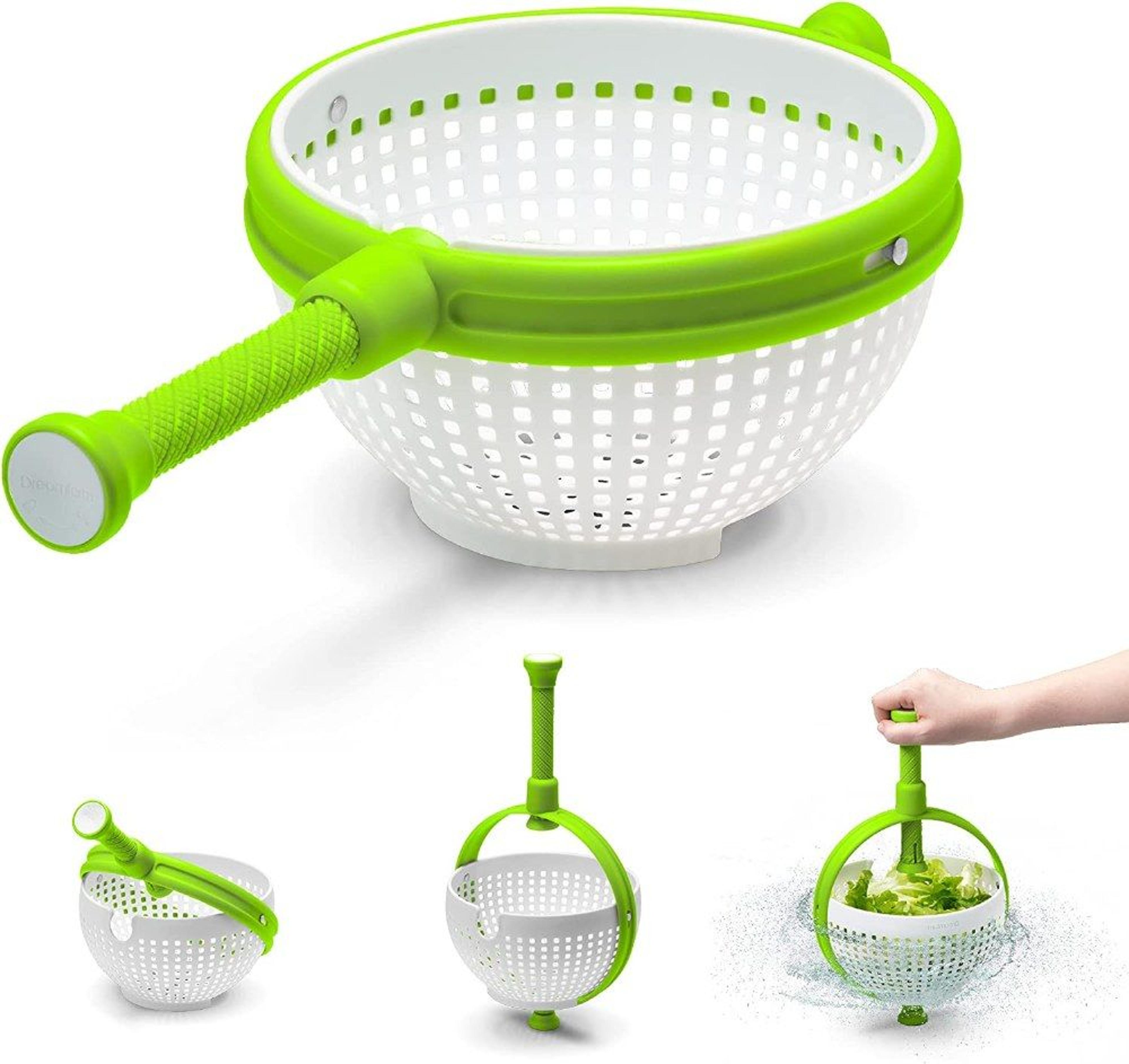 rotating vegetable drain basket manual salad spinner for washing and drying fruits and greens