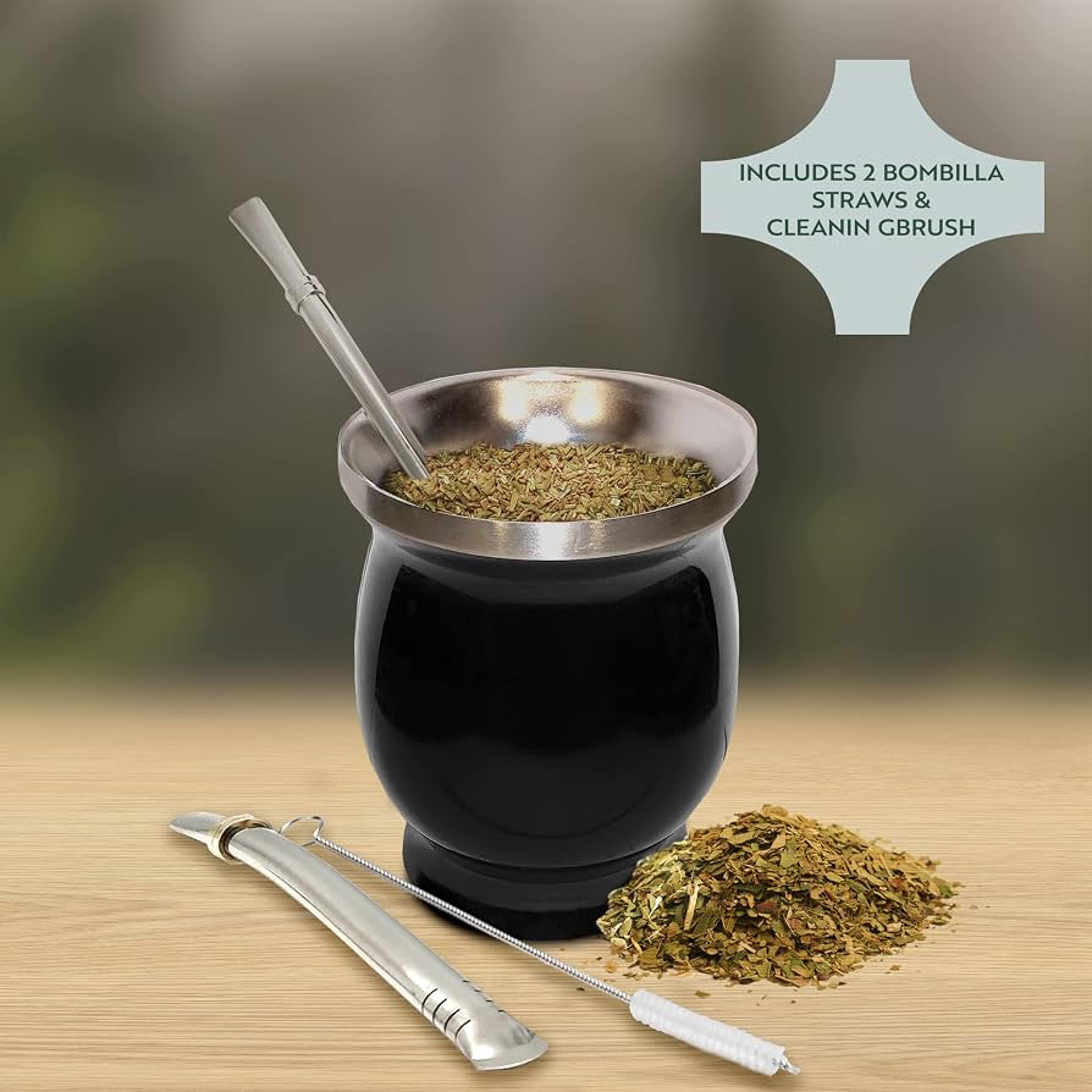 230ml stainless steel yerba mate cup set double-wall gourd with bombilla and cleaning brush
