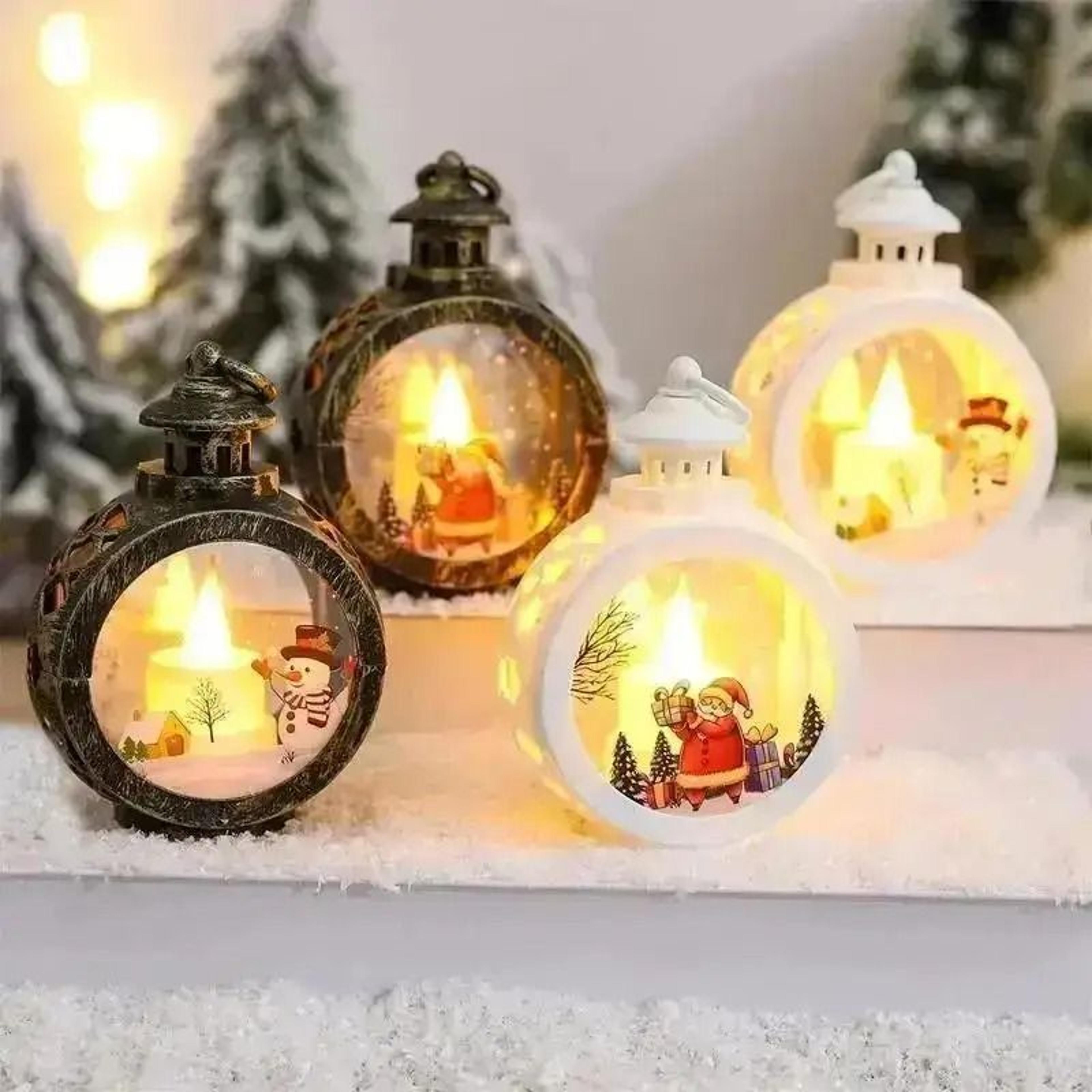 round glass christmas night light retro holiday tabletop and window decoration