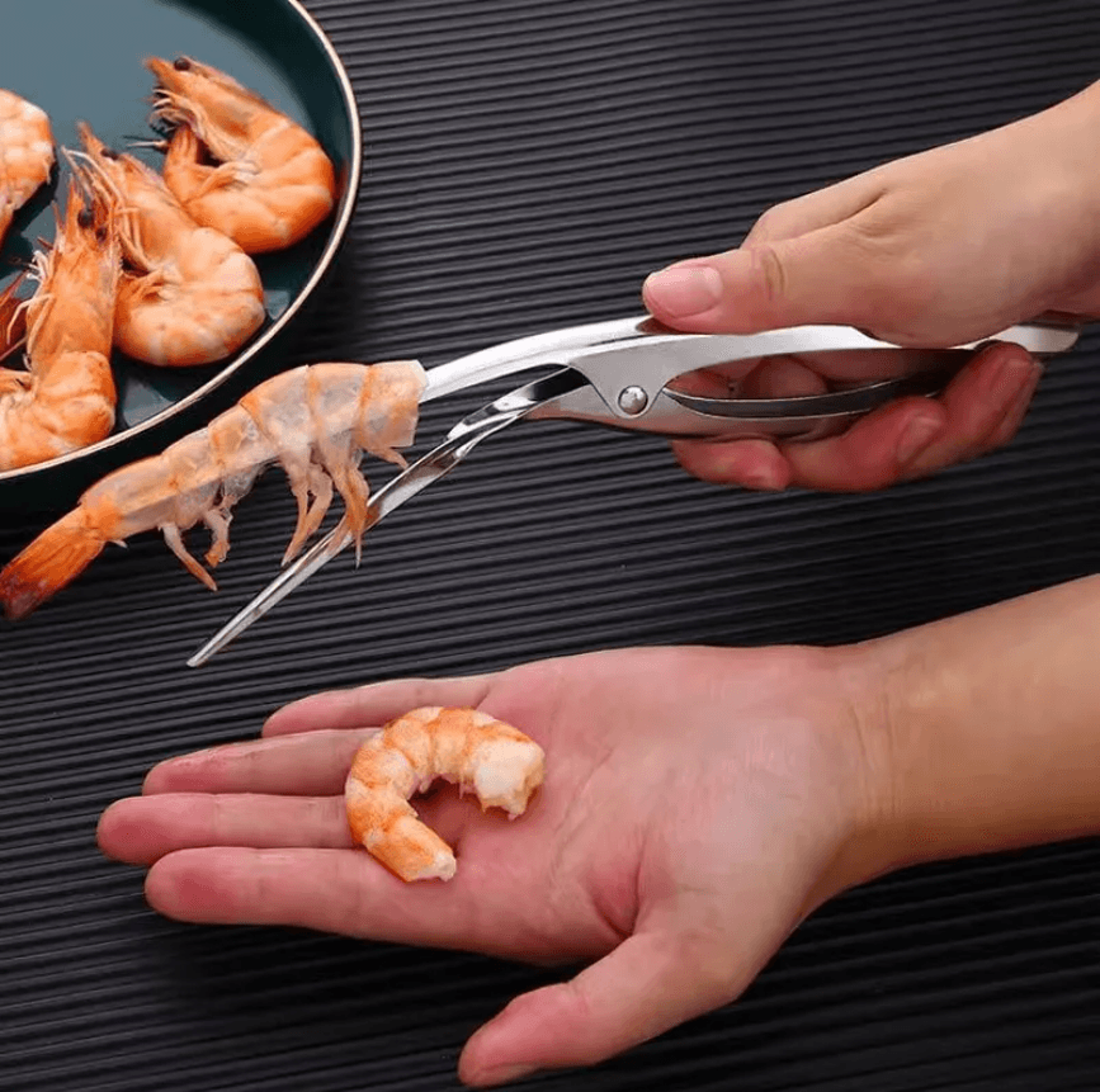 stainless steel shrimp peeler and deveiner seafood prep tool for prawns and lobster