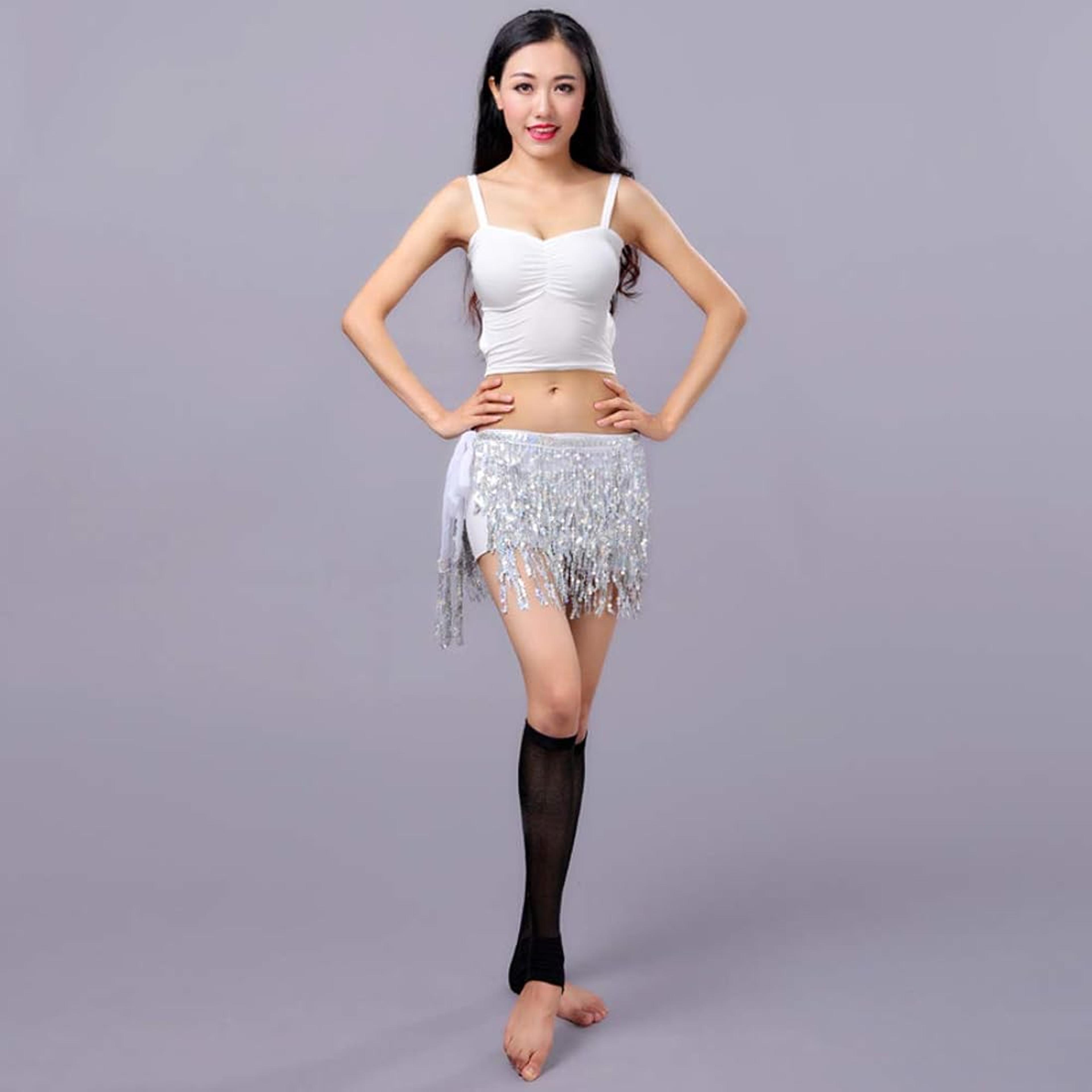 sequin fringe belly dance hip scarf bohemian lace-up waist wrap for dance and festivals
